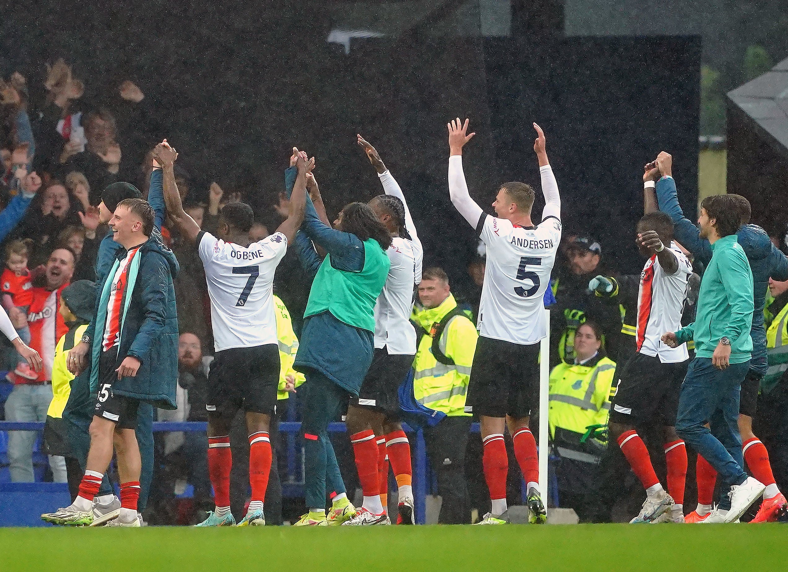 Luton celebrated a landmark victory at Goodison Park