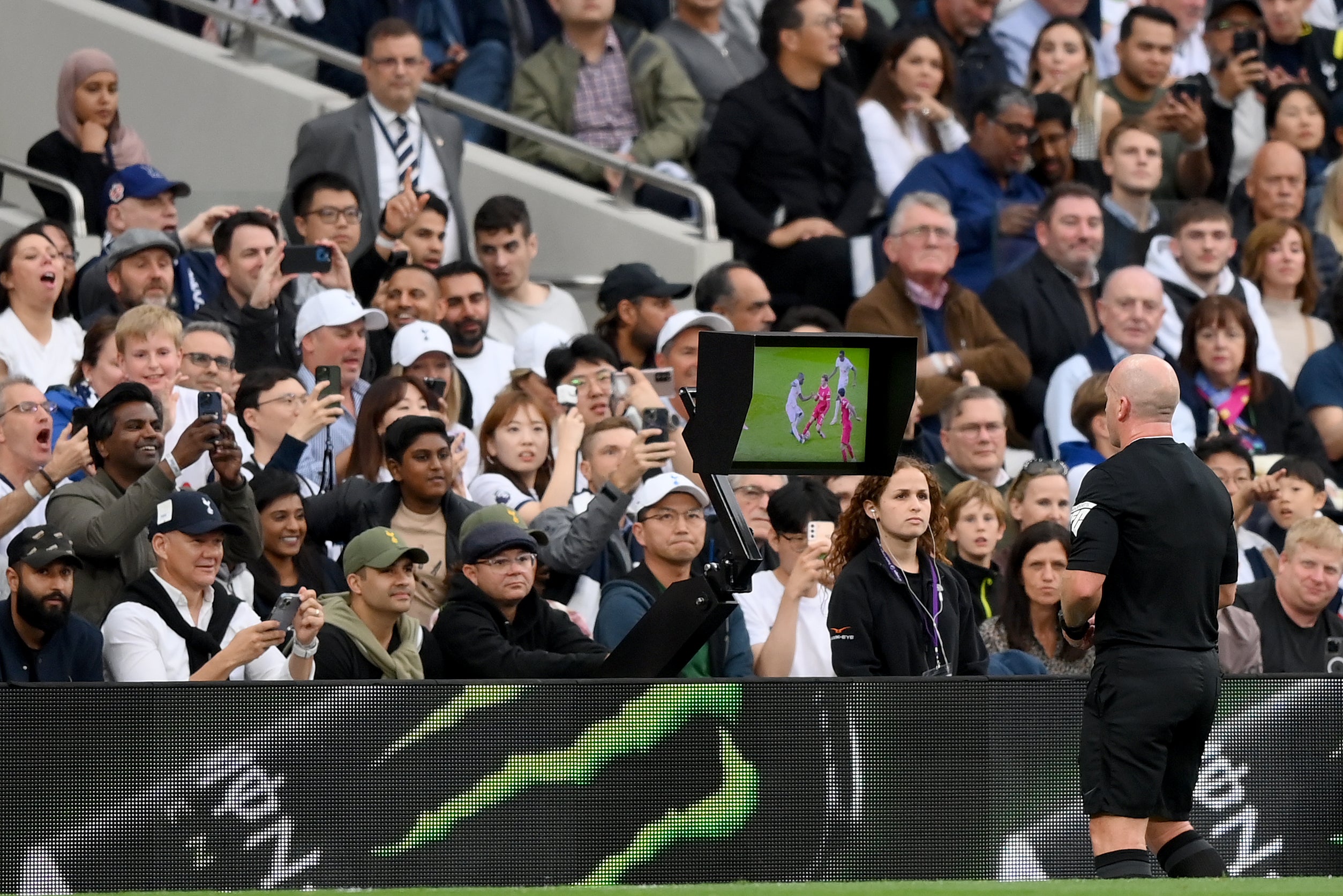 Simon Hooper also sent off Liverpool’s Curtis Jones after a VAR review