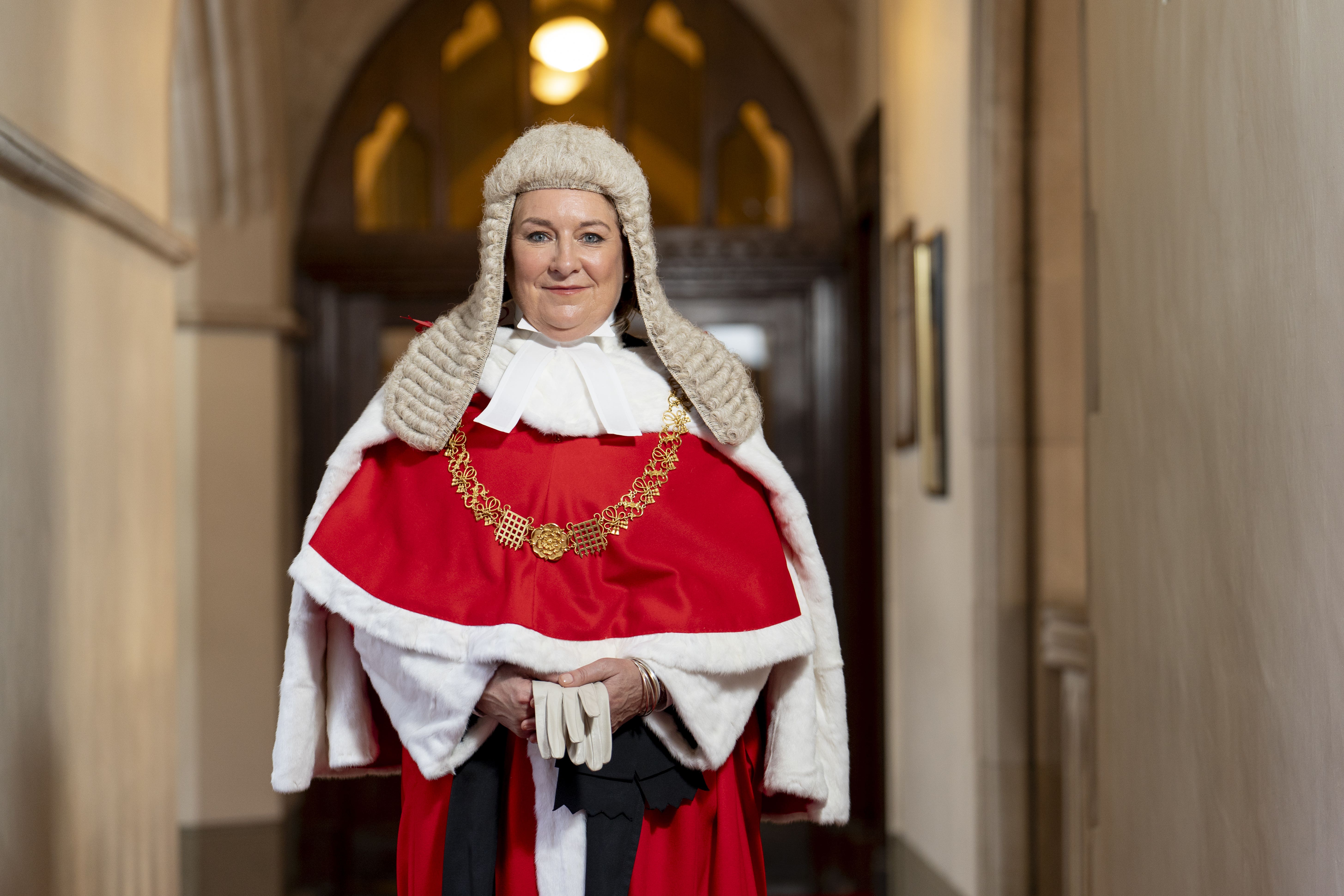 Dame Sue Carr was made to look like a cross between Santa Claus and an ill-dressed bishop