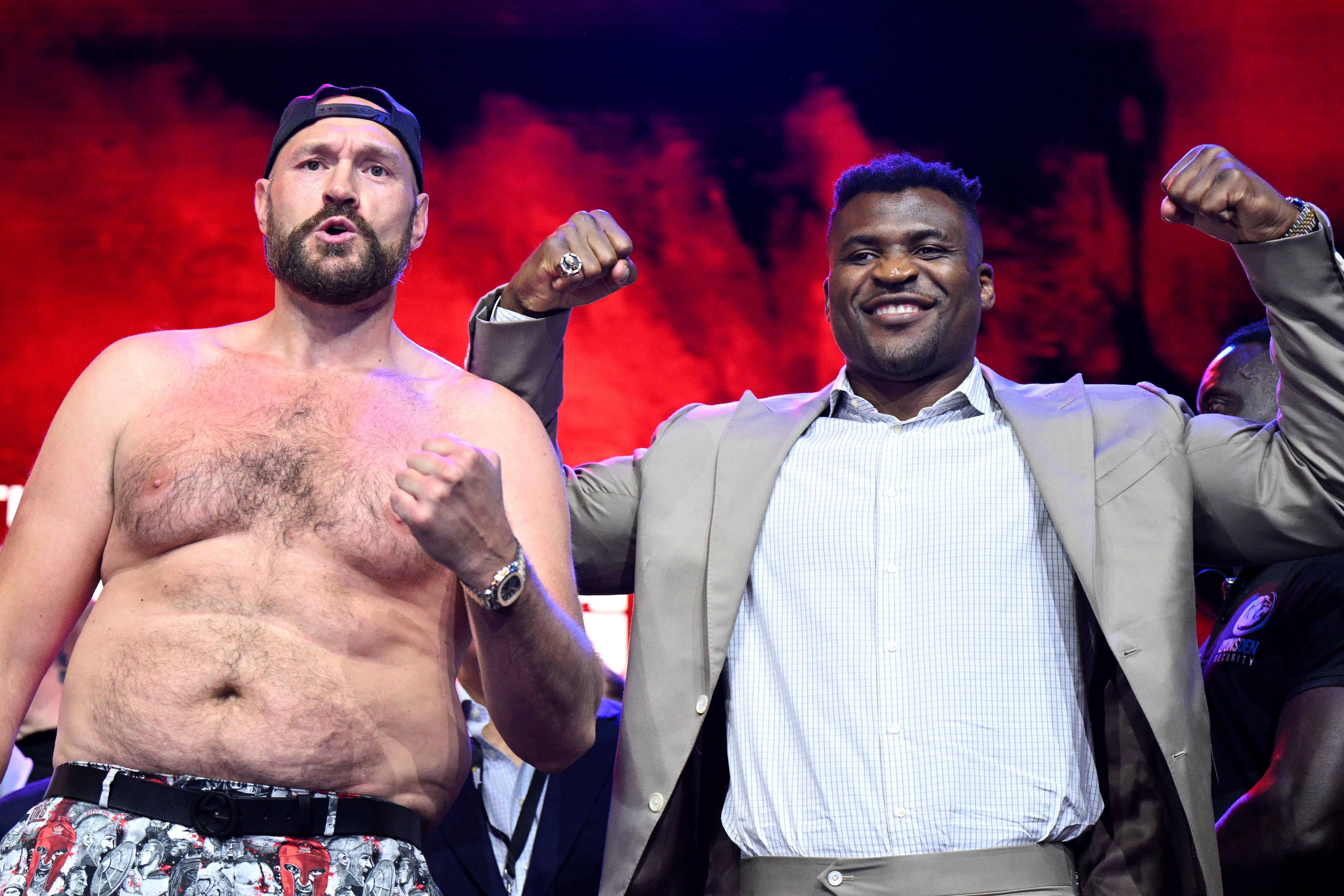 Fury, left, will not put his WBC title on the line against Ngannou