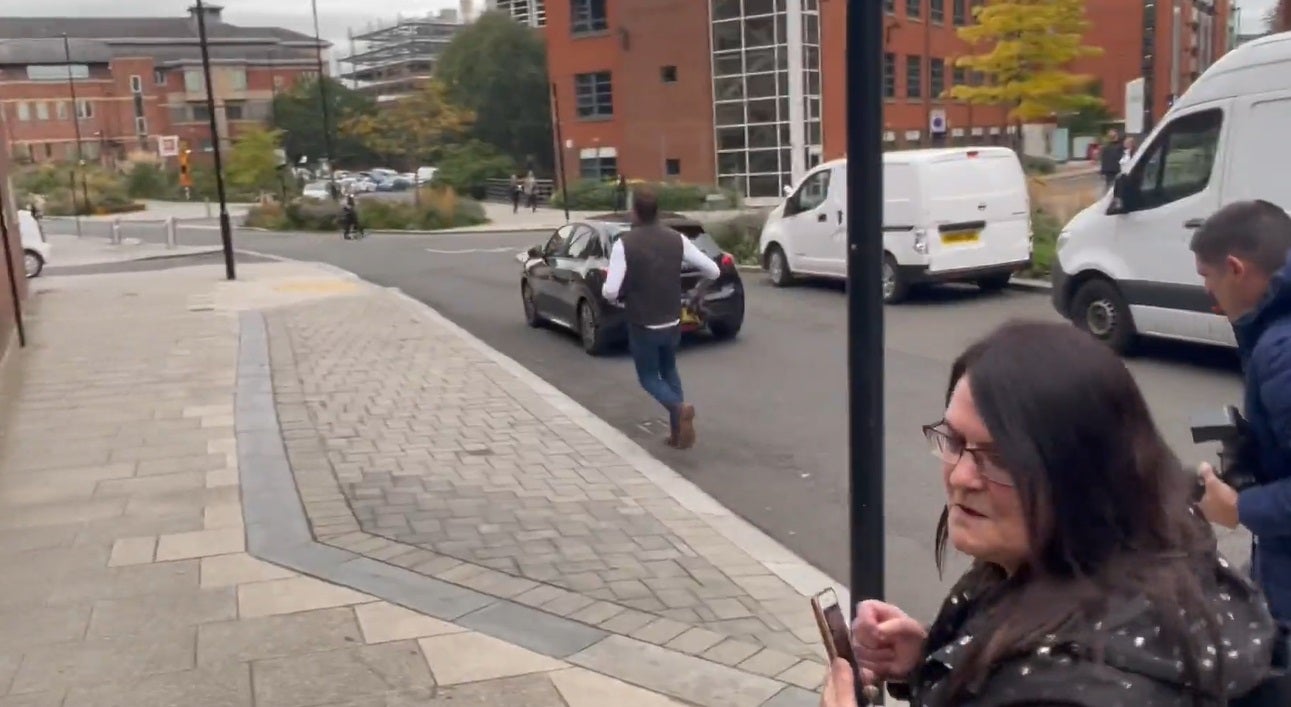 Dale Houghton leaves in a car from Sheffield Magistrates’ Court on Monday