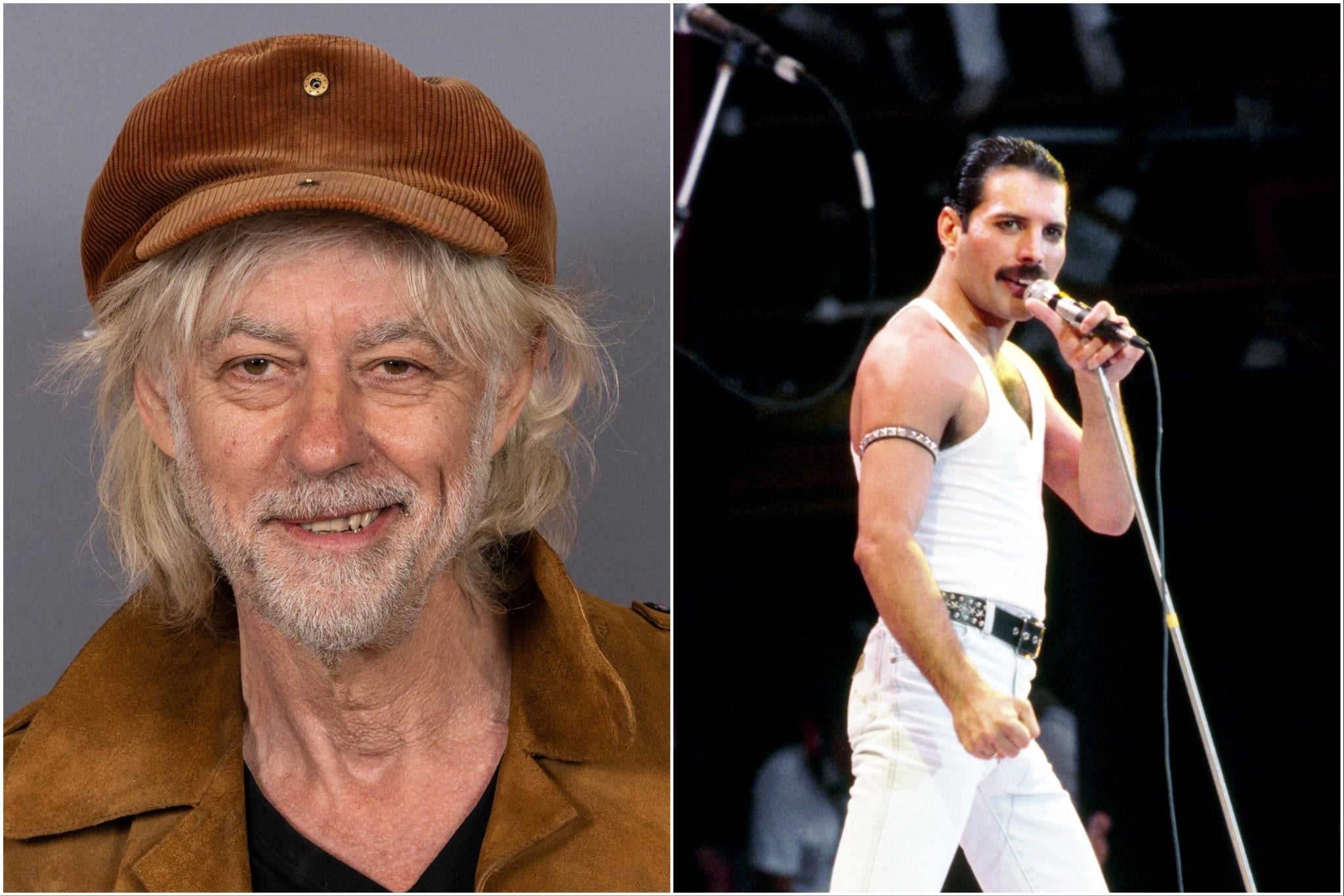 Bob Geldof (left) and Freddie Mercury at Live Aid