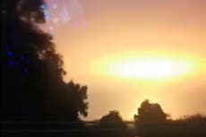 Huge fire lights up night sky after explosion in Oxfordshire