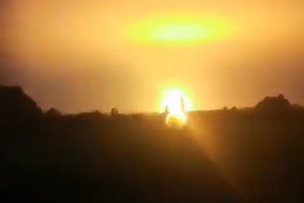 A large fire was caused by a lightning strike which broke out at a processing facility in Oxfordshire on Monday evening (PA/Stuart Reid)