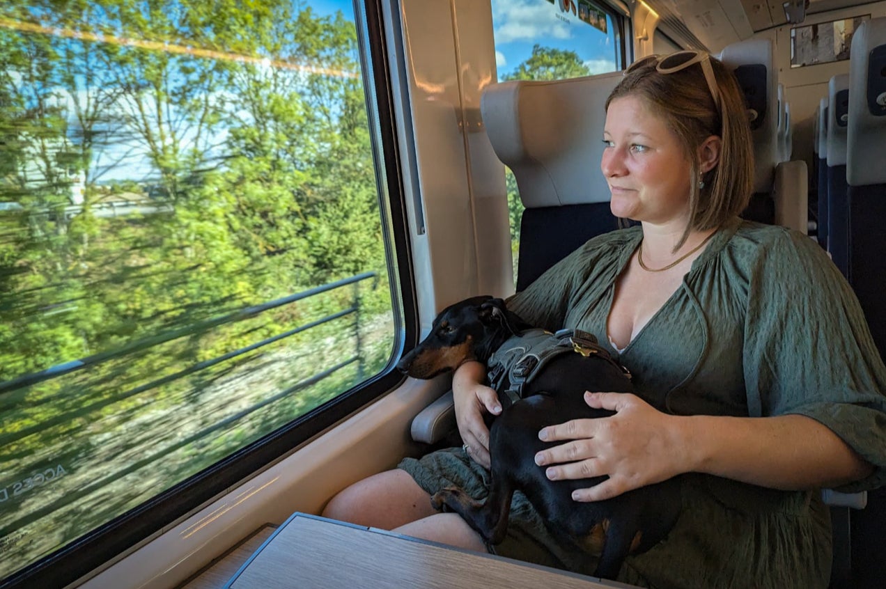 Lottie and Arty sit back and enjoy the view as they speed through Europe