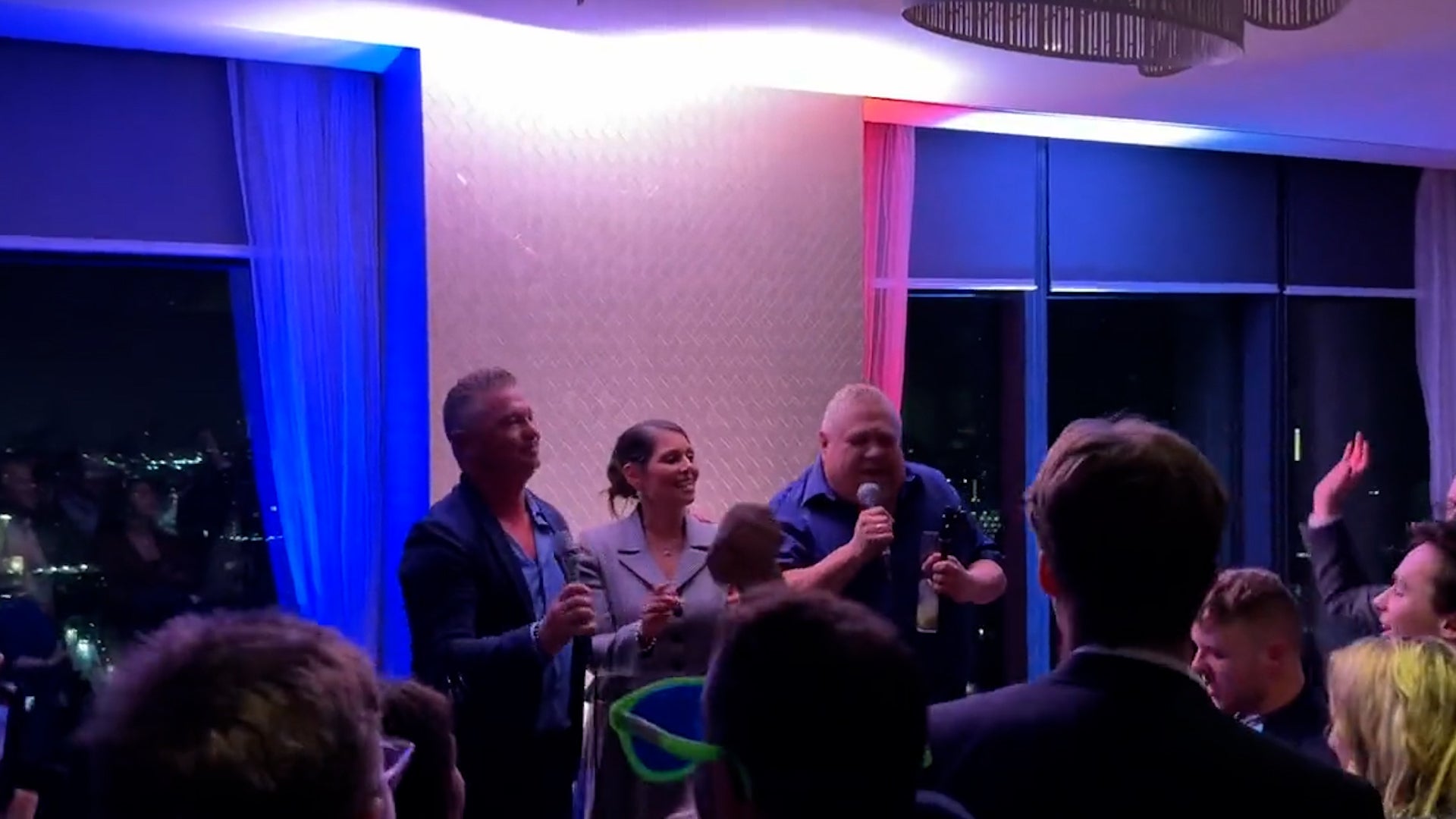 Priti Patel belts out Robbie Williams on karaoke at Tory conference after party