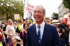 Nigel Farage reacts after Rishi Sunak leaves door open for his return to Tory party