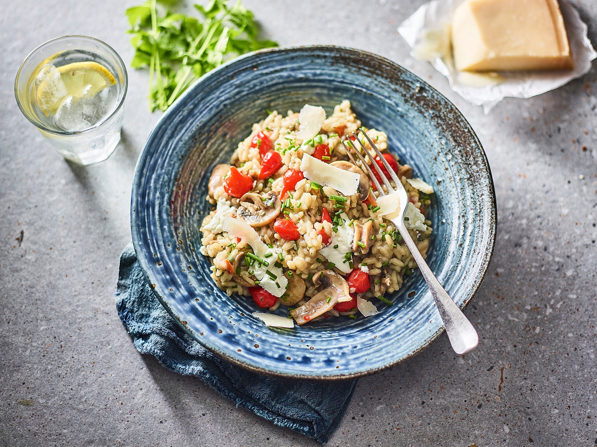 Porcini mushrooms give this veggie risotto a welcome umami kick