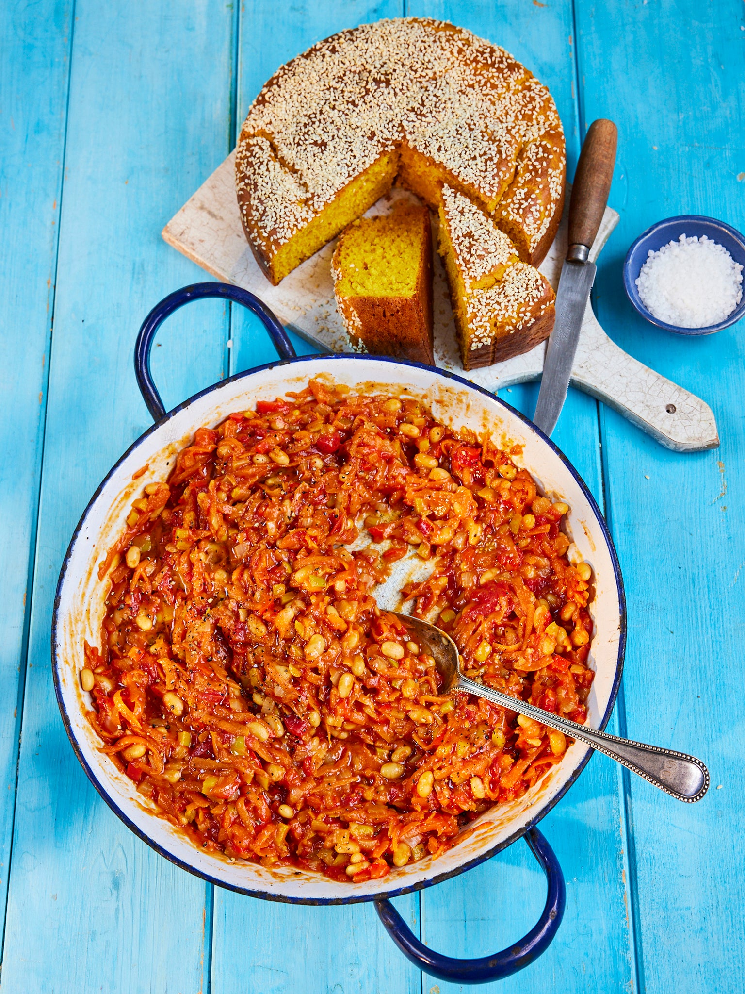 A refreshing spicy tomato bean relish that will make you go up for second helpings