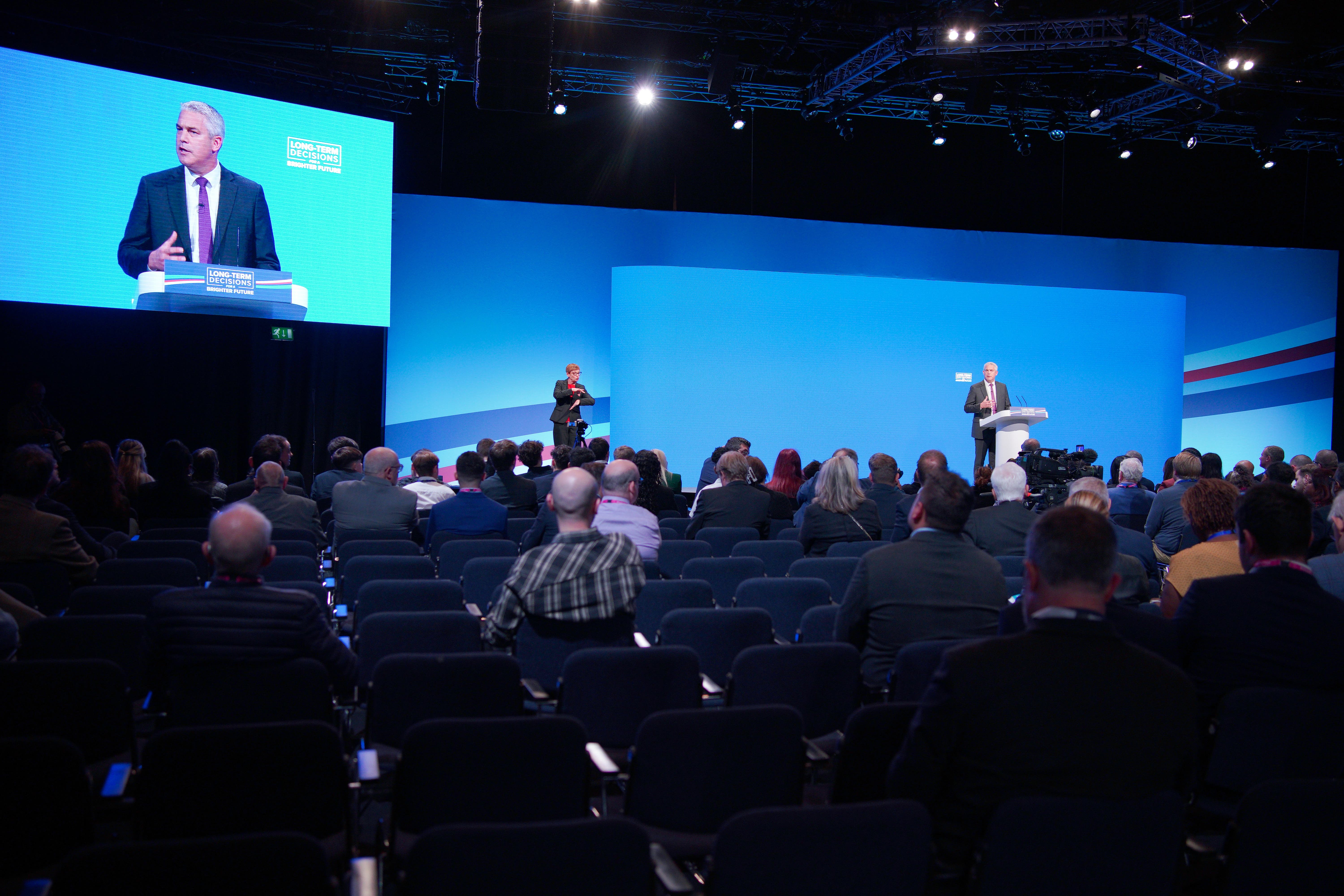 Health and Social Care Secretary Steve Barclay gave a speech at the Conservative Party conference on Tuesday (Peter Byrne/PA)