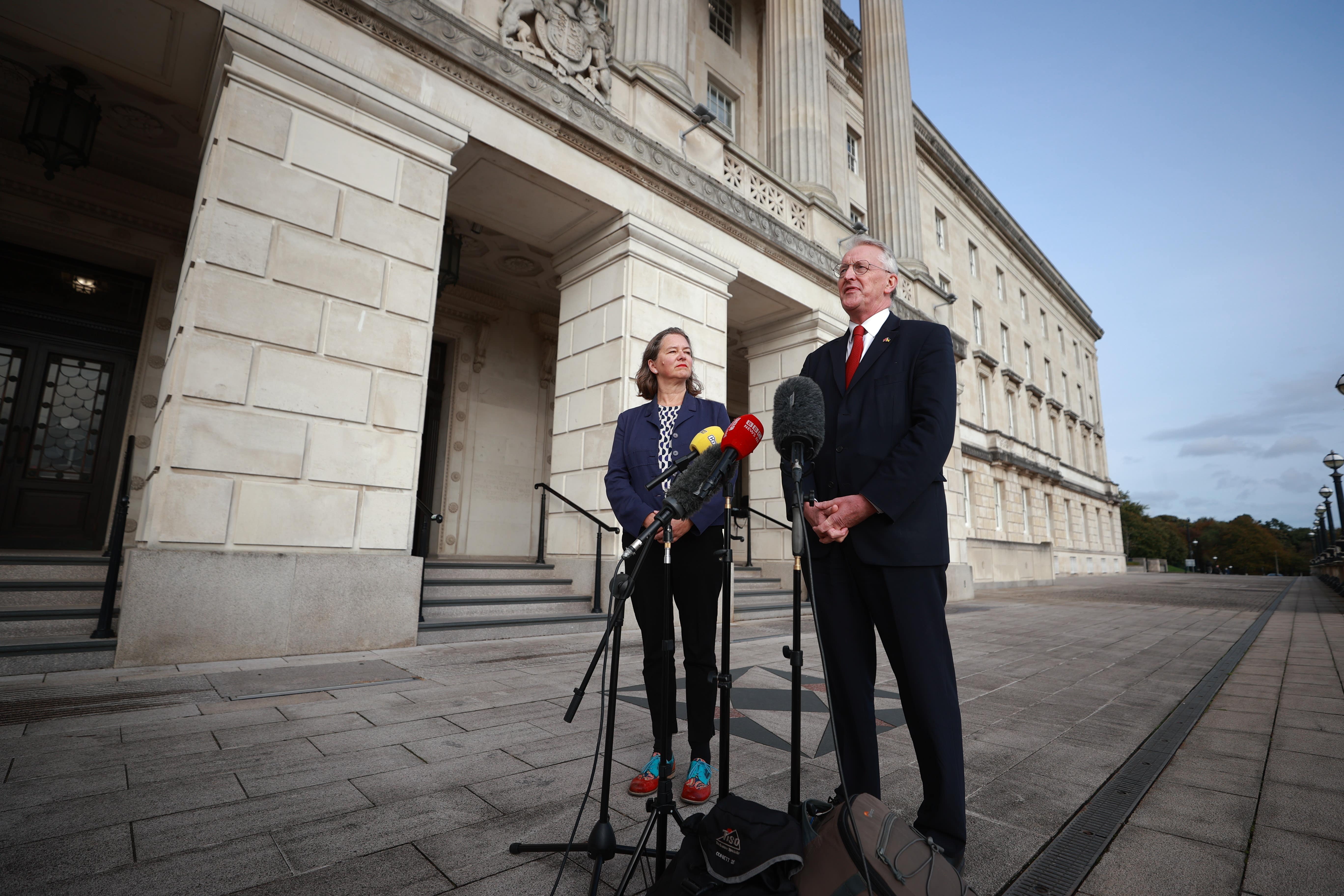 Northern Ireland shadow secretary Hilary Benn with shadow minister for Northern Ireland Fleur Anderson (PA)