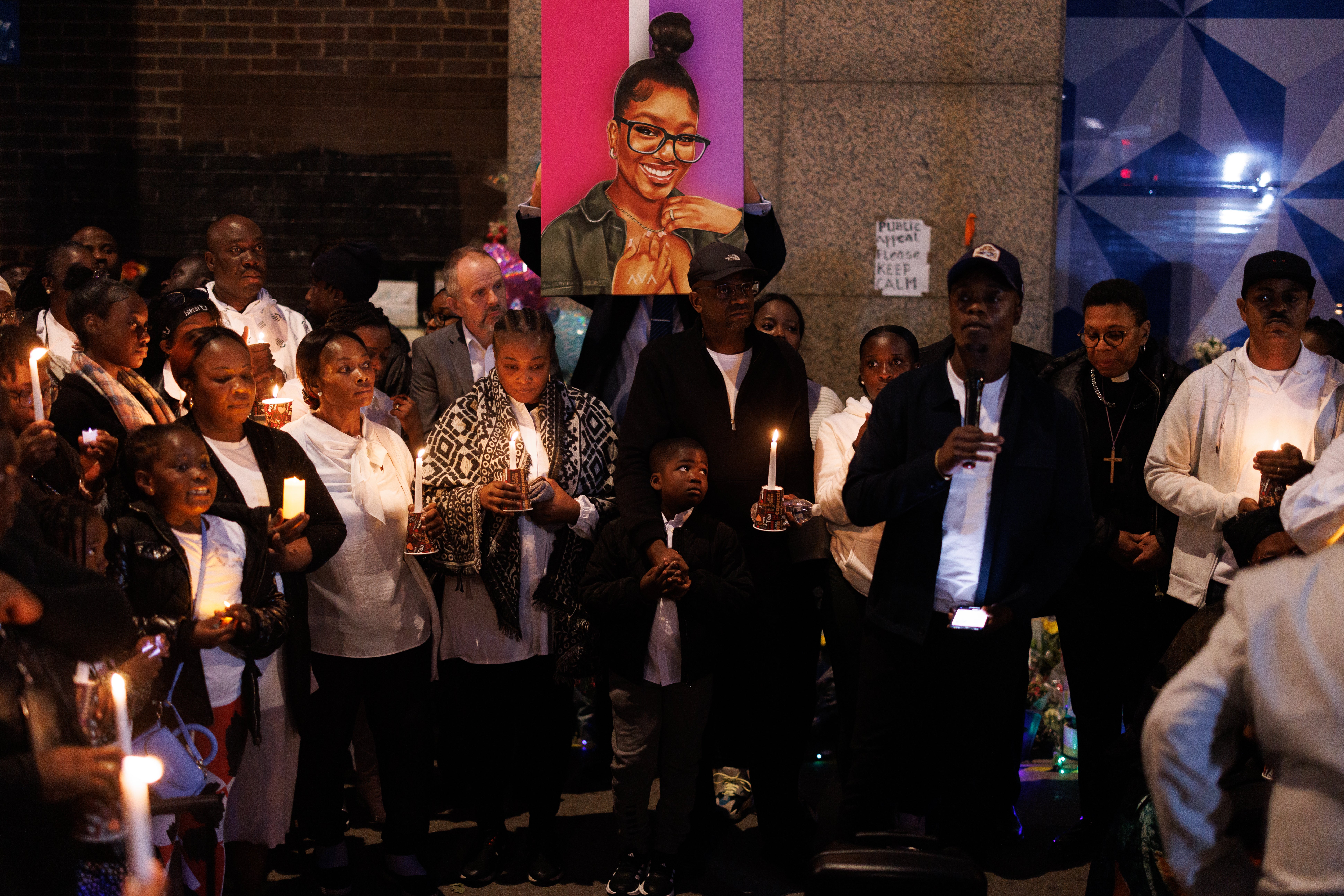 The mother of Elianne Andam (centre left), who was stabbed to death in Croydon, arrives with other family members and friends for the vigil