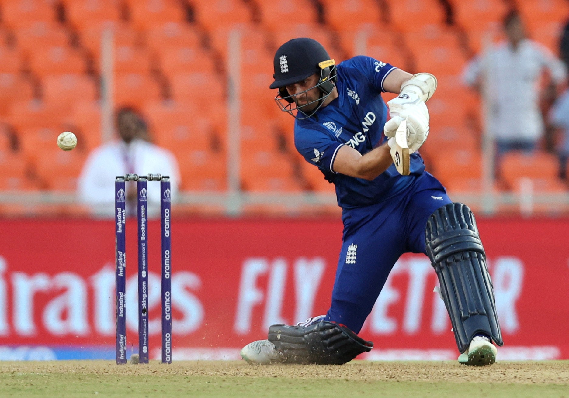 England’s Mark Wood finished unbeaten on 13 but his bowling went for 11 runs per over