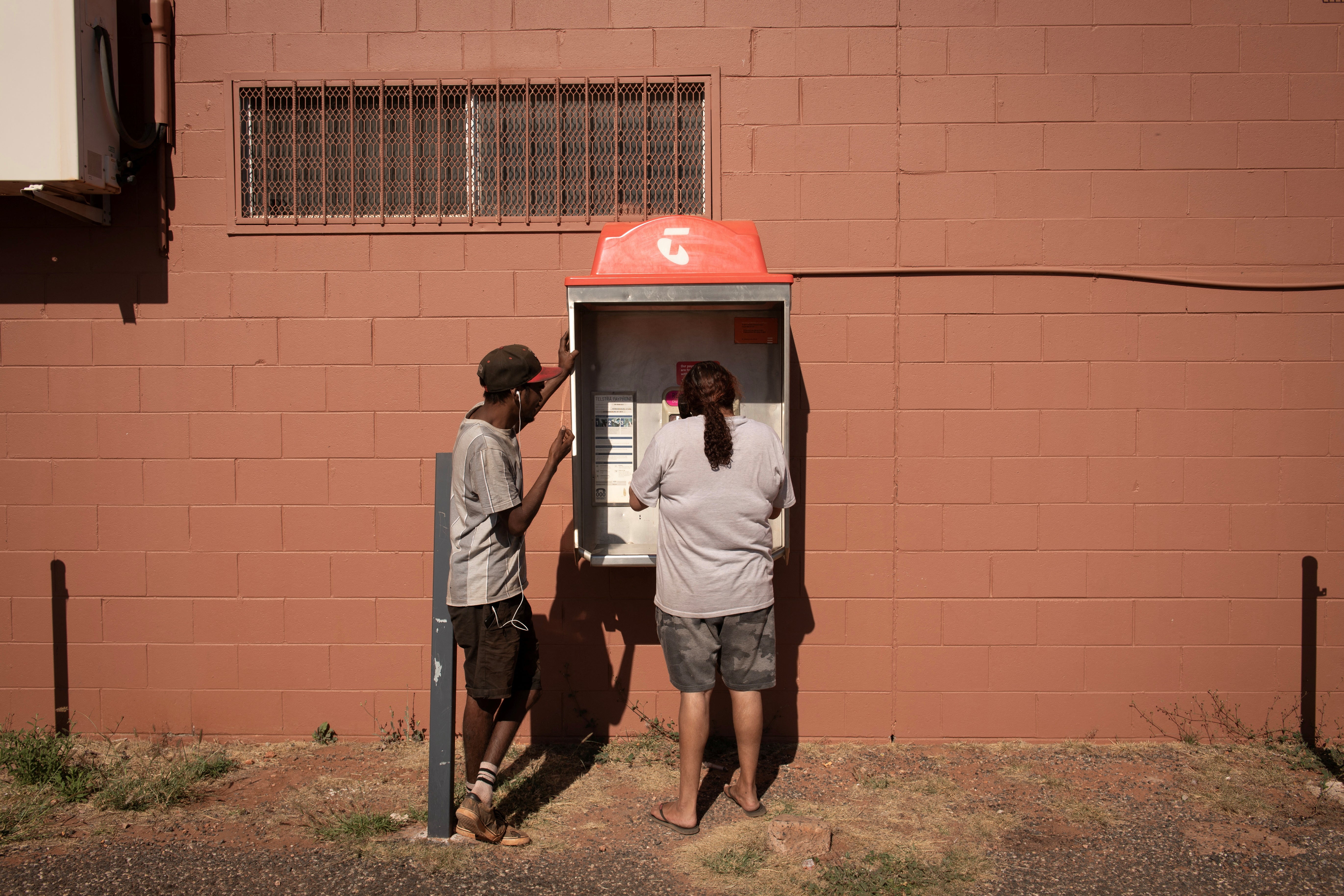 Rosemary and Jonathan use the landline phone booth, as the local phone tower is out of service