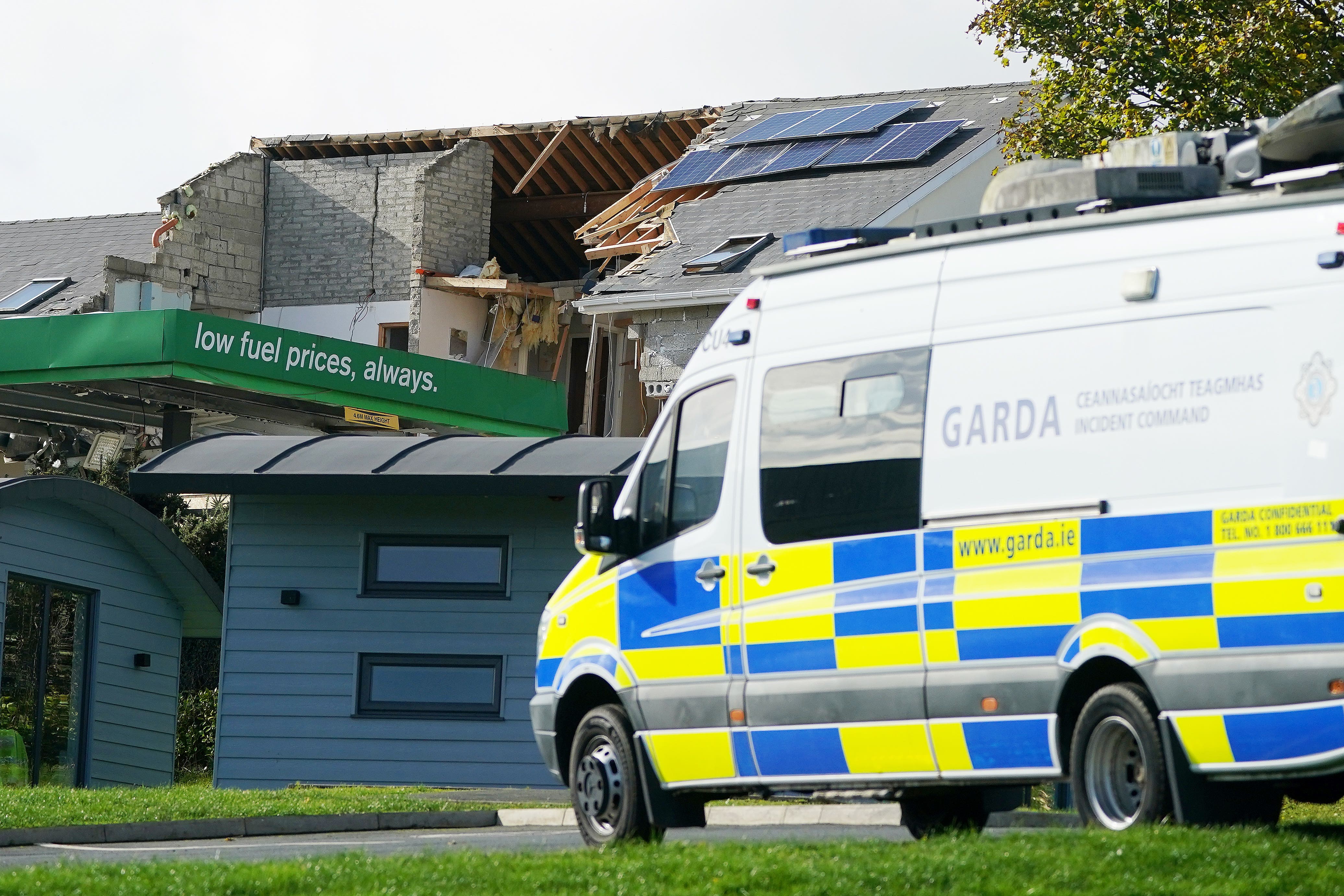 The scene of the explosion in the village of Creeslough (Brian Lawless/PA)