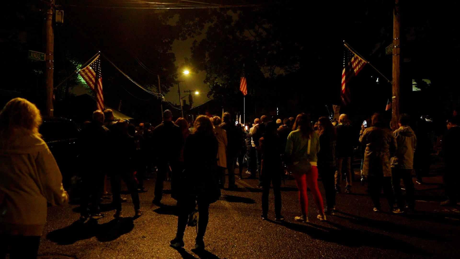 People gather for a protest in Staten Island