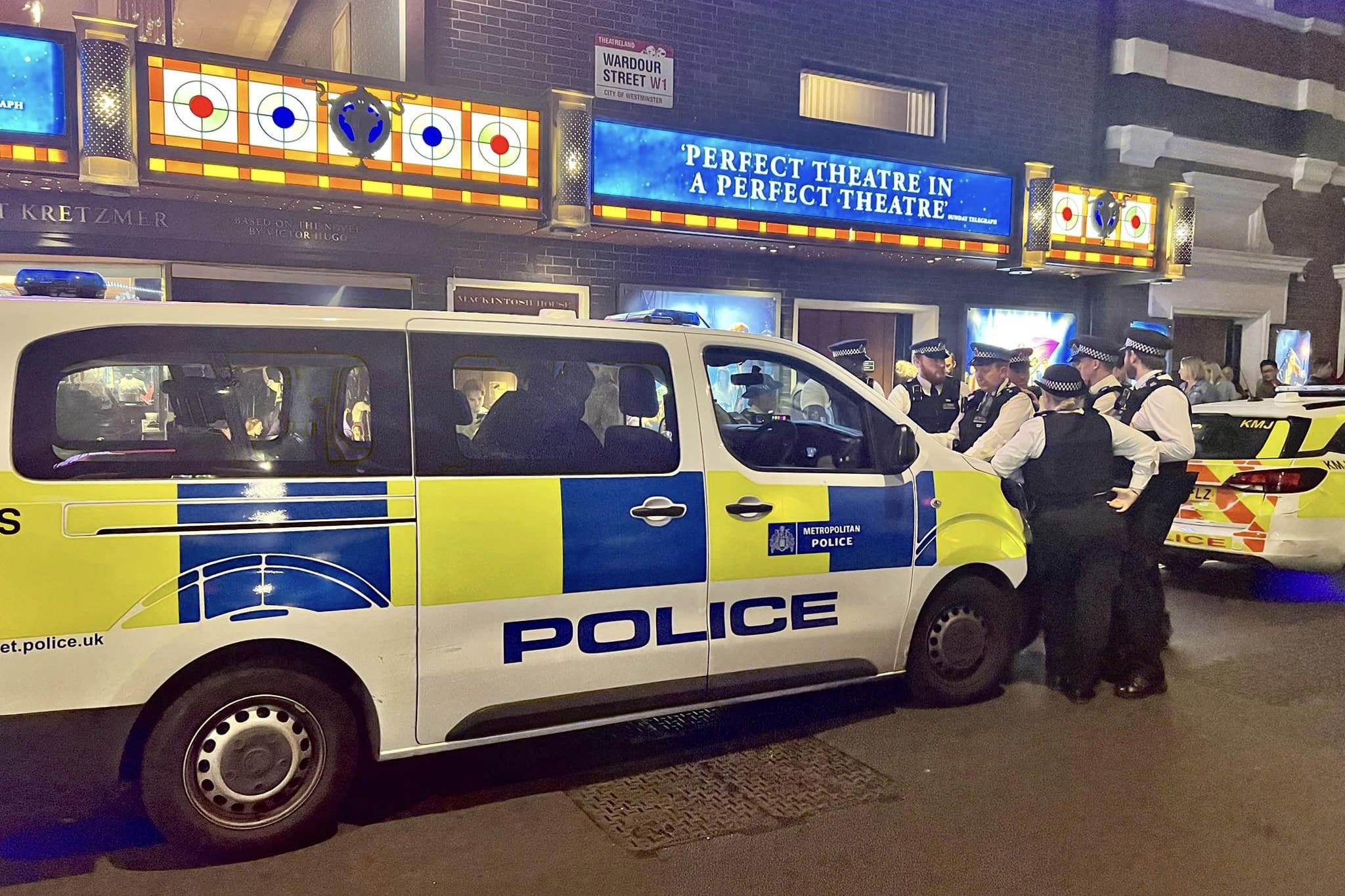 Police outside the Sondheim Theatre (Catherine Francoise/PA)