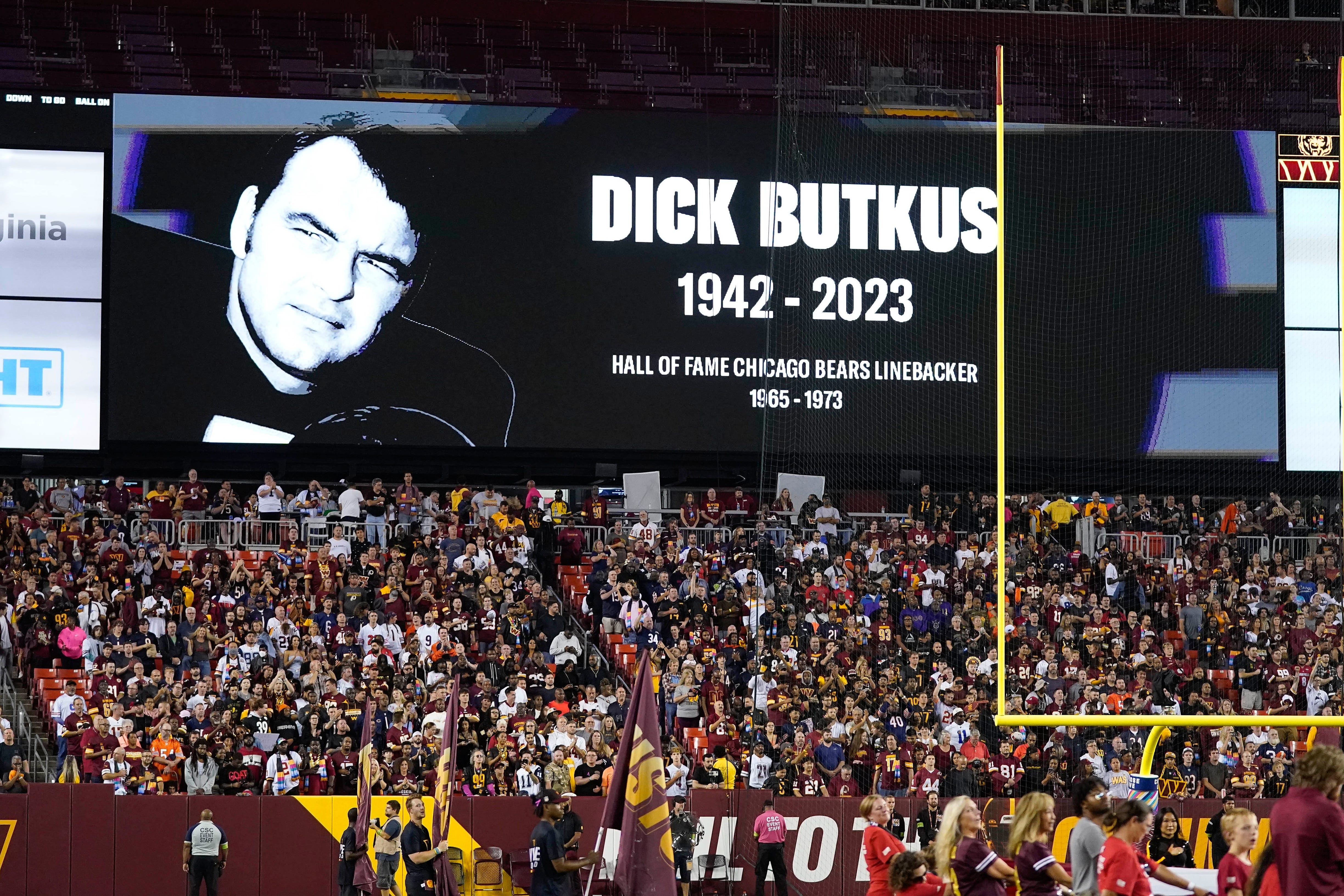 The Chicago Bears held a moment of silence in honour of former player Dick Butkus, who has died aged 80 (Alex Brandon/AP)