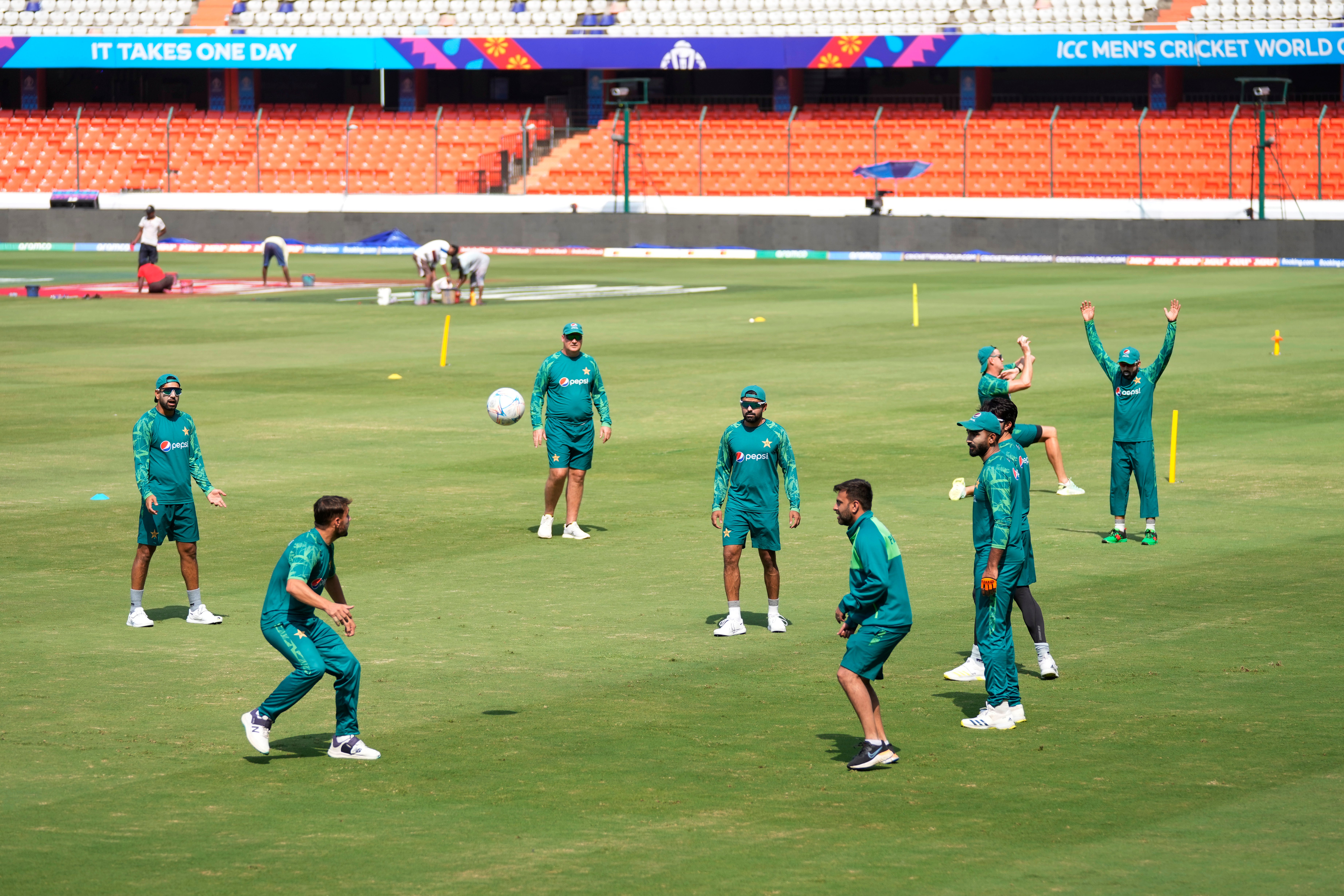 Pakistan's team members attend a training session