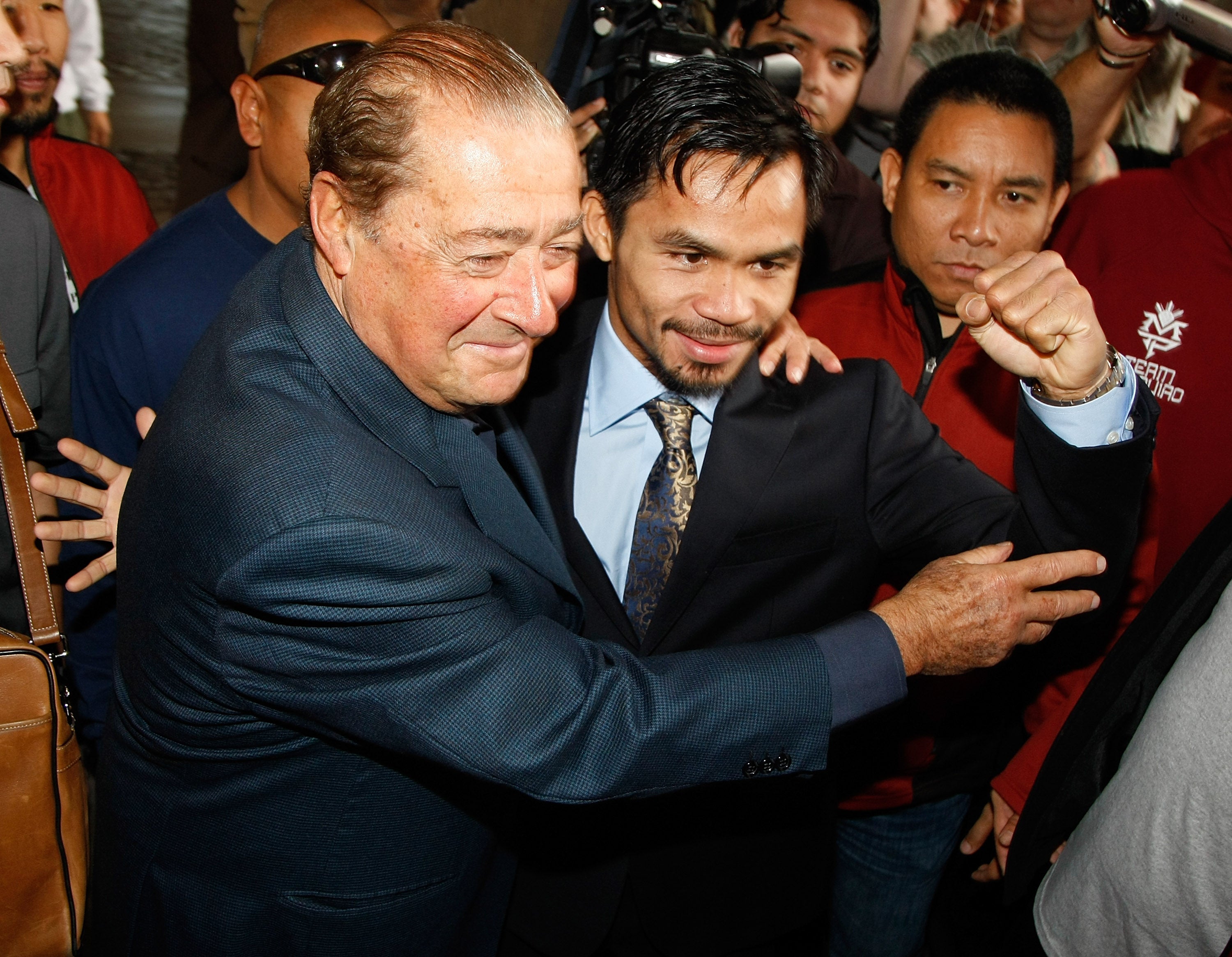 Pacquiao (right) with his former promoter Bob Arum in 2008