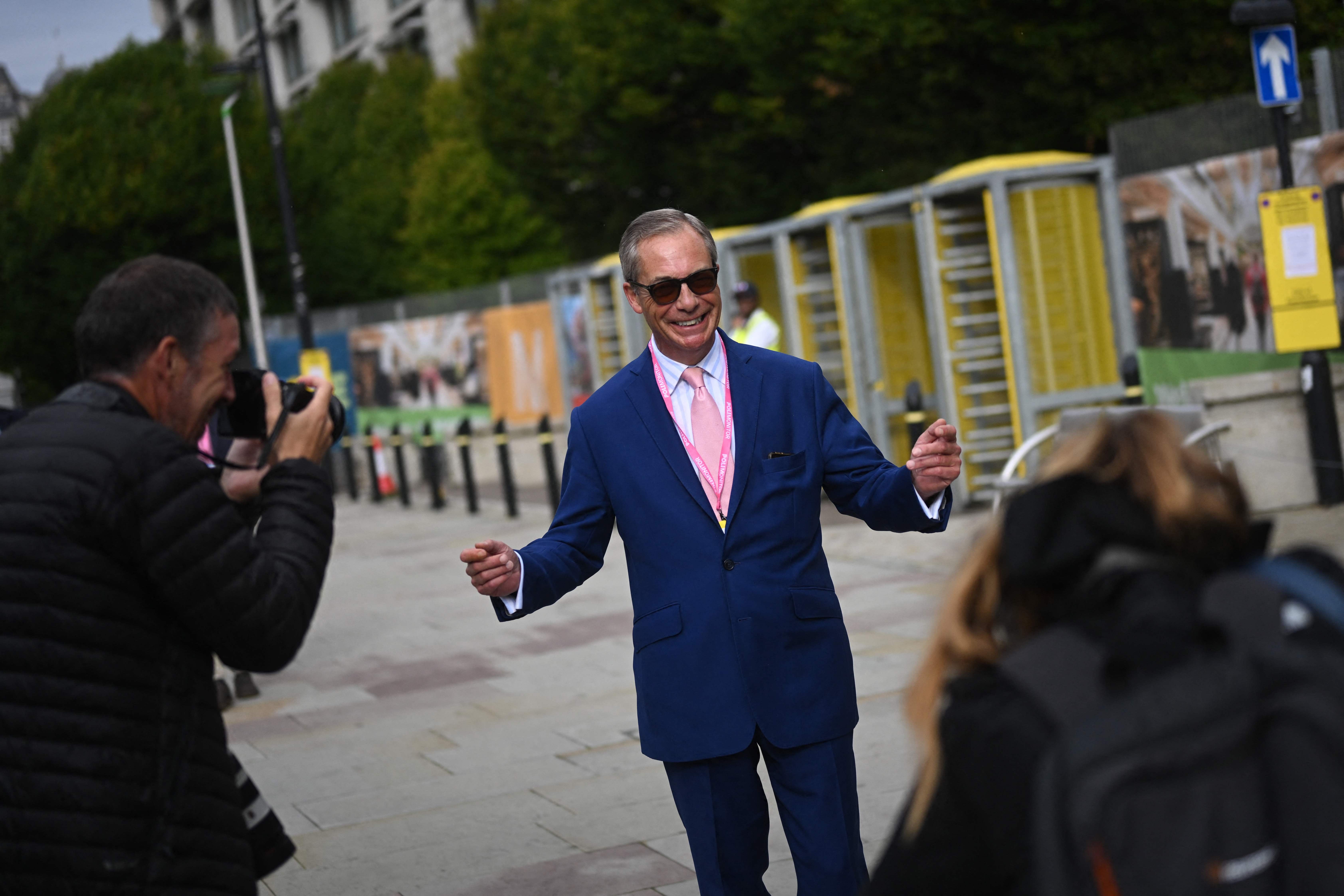 Nigel Farage at the Conservative Party conference in Manchester this week