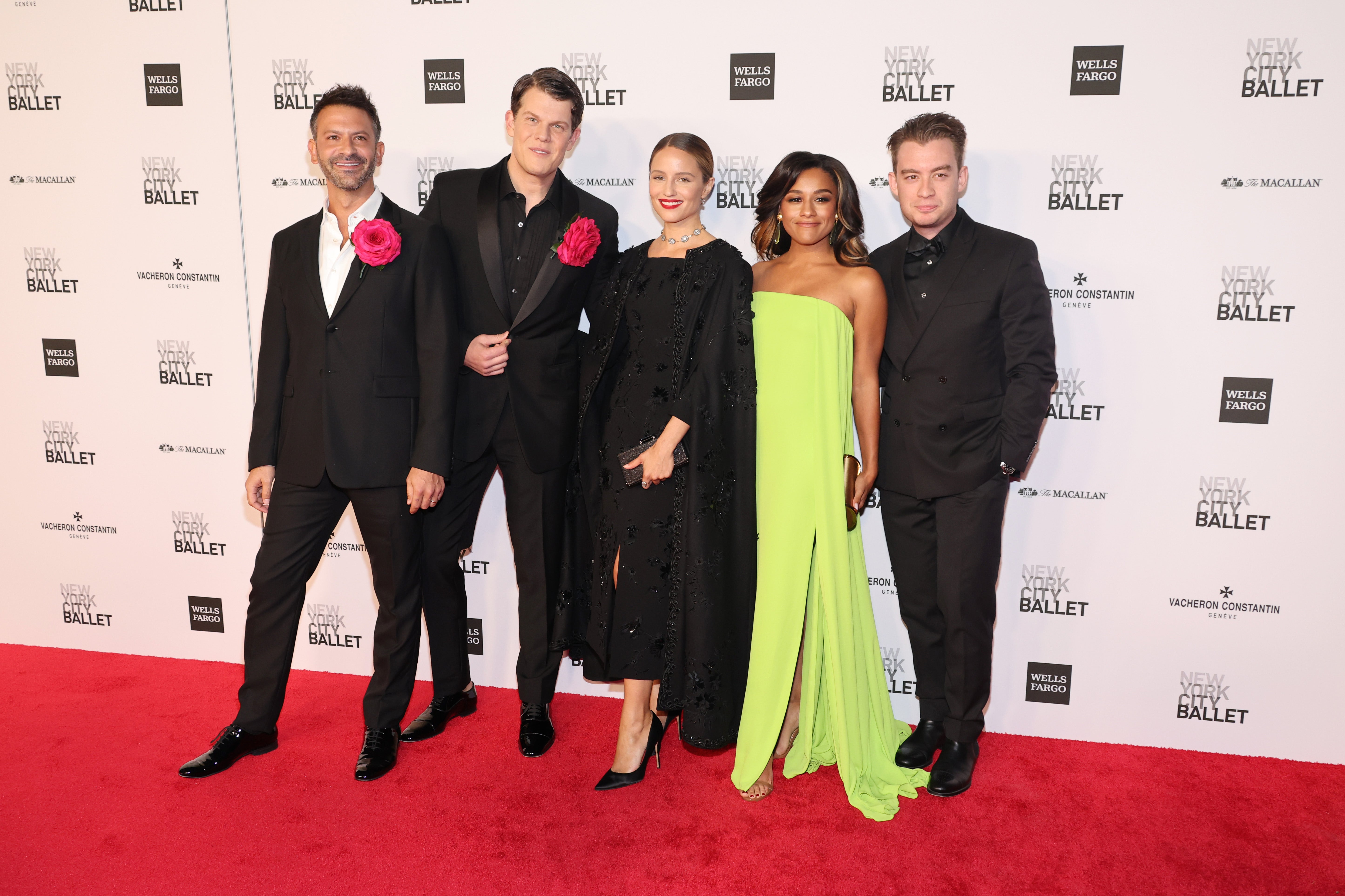 Paul Arnhold, Wes Gordon, Dianna Agron, Ariana DeBose and guest attend the New York City Ballet 2023 Fall Fashion Gala at David H. Koch Theater, Lincoln Center on October 05, 2023 in New York City.