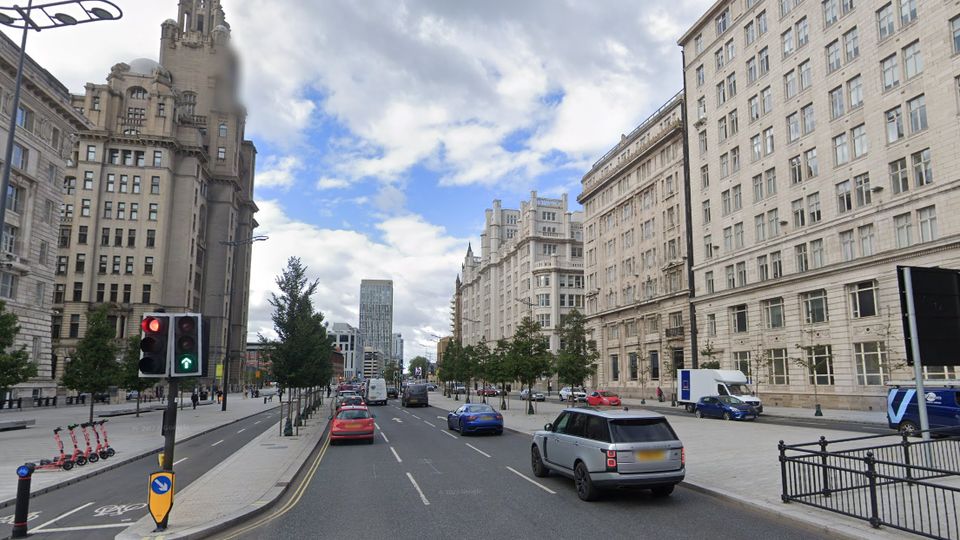 The Strand, in Liverpool city centre, where two people were hit by a car