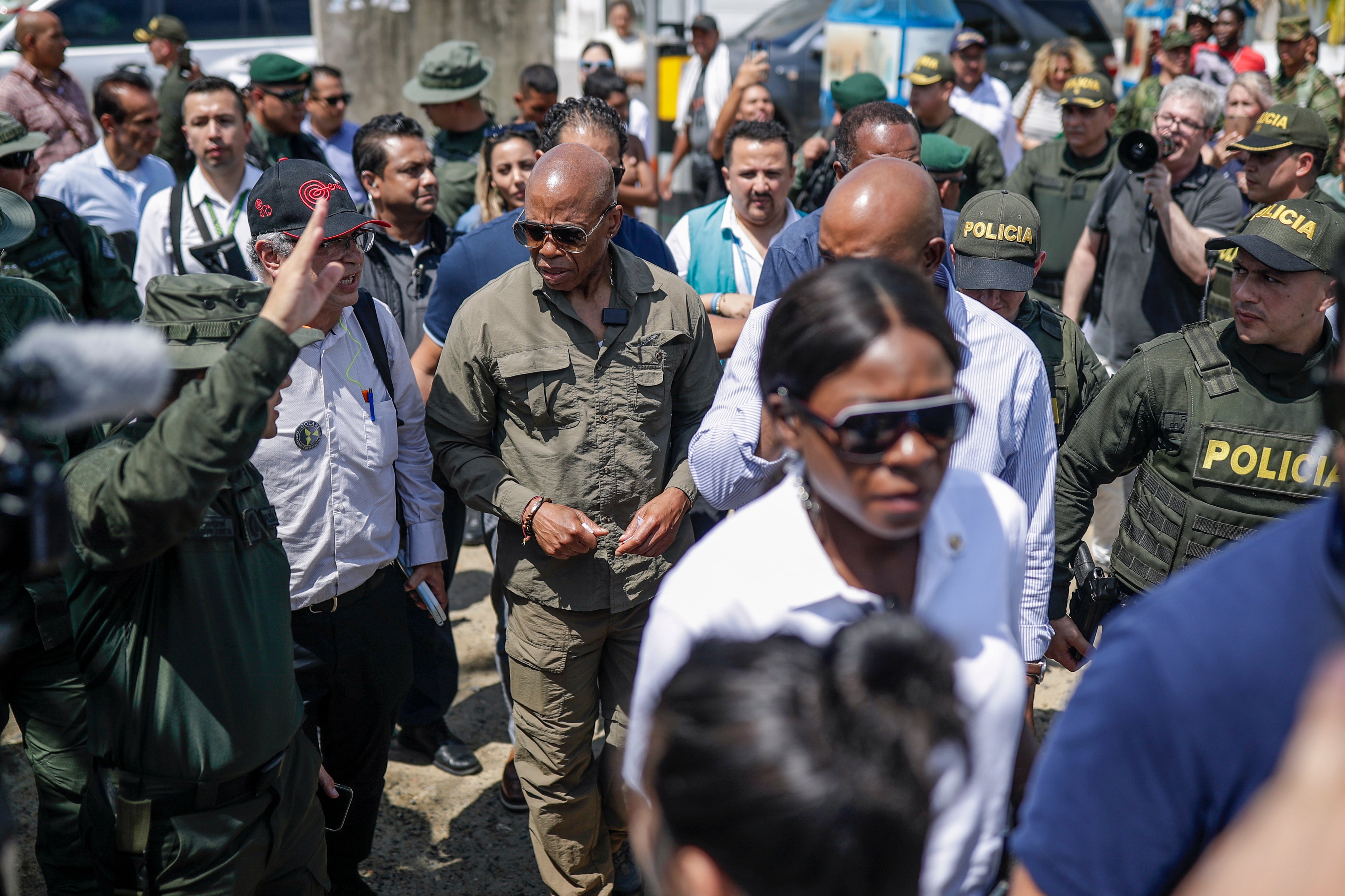 New York City Mayor Eric Adams arrives to Necocli, Colombia, Saturday, Oct. 7, 2023