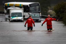 Torrential rain causes huge landslips in Scotland as drivers airlifted from cars