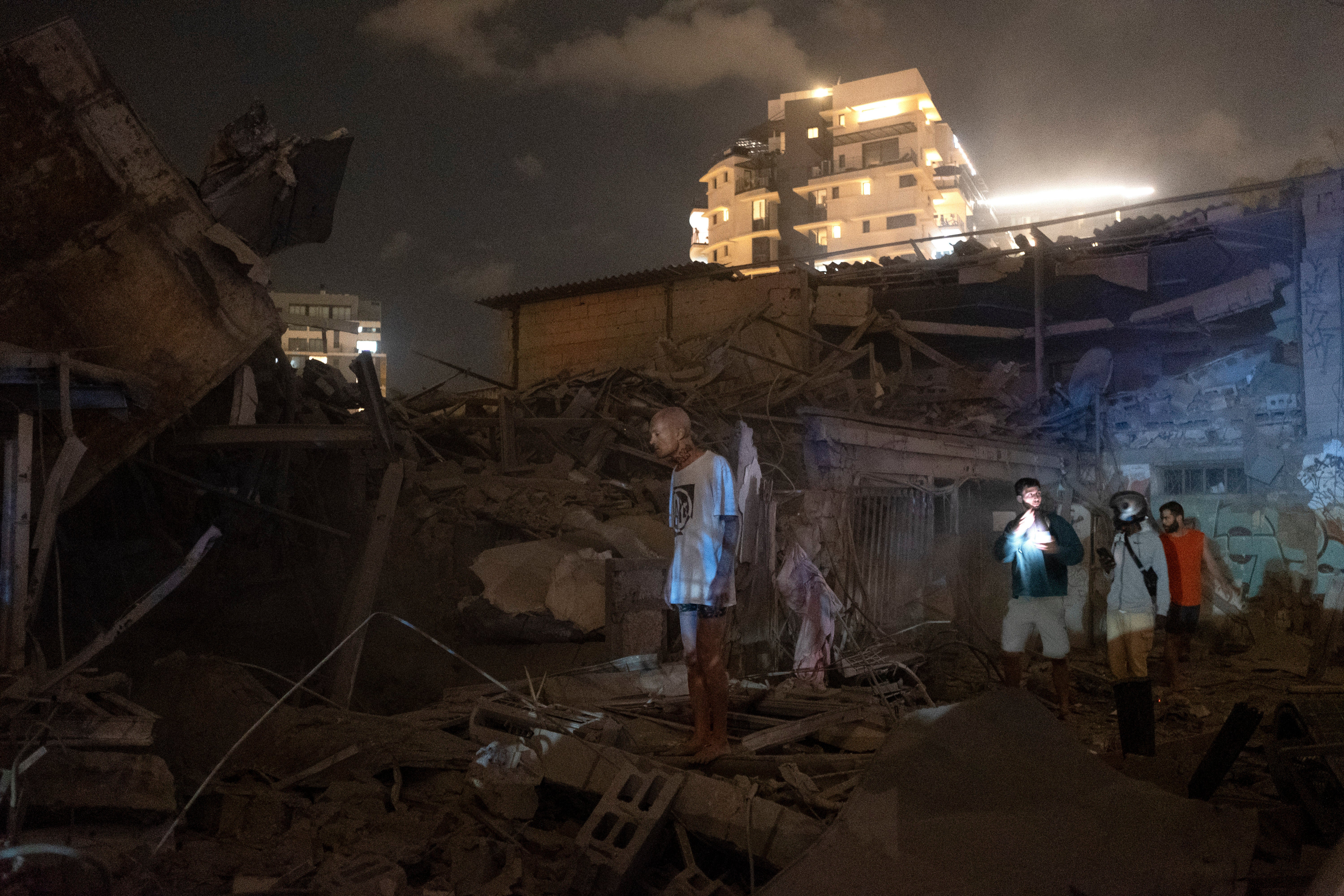 Damage from a rocket fired from the Gaza Strip in Tel Aviv