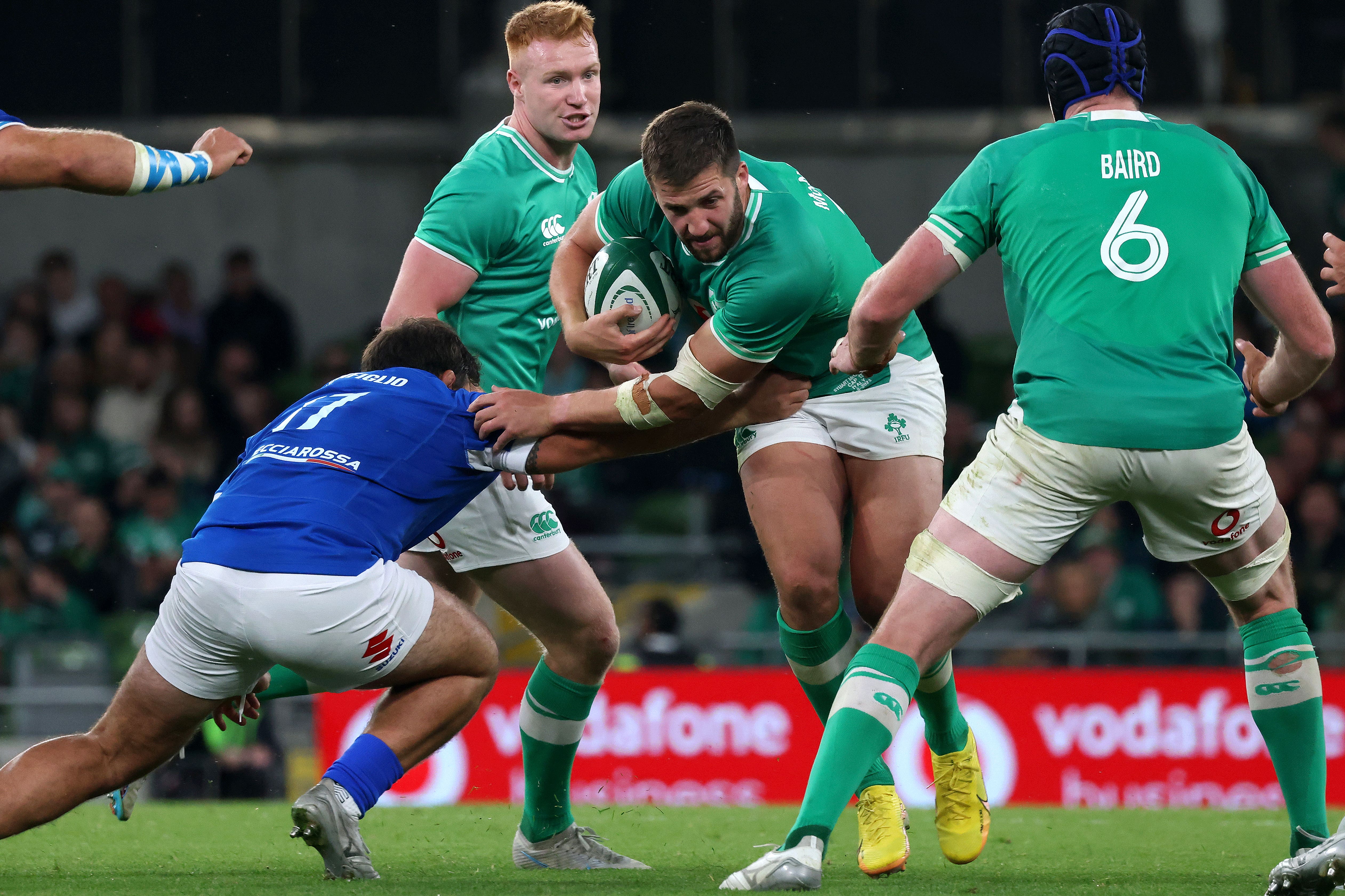 Ulster centre Stuart McCloskey, with ball, has had to remain patient on the international stage (Damien Eagers/PA)