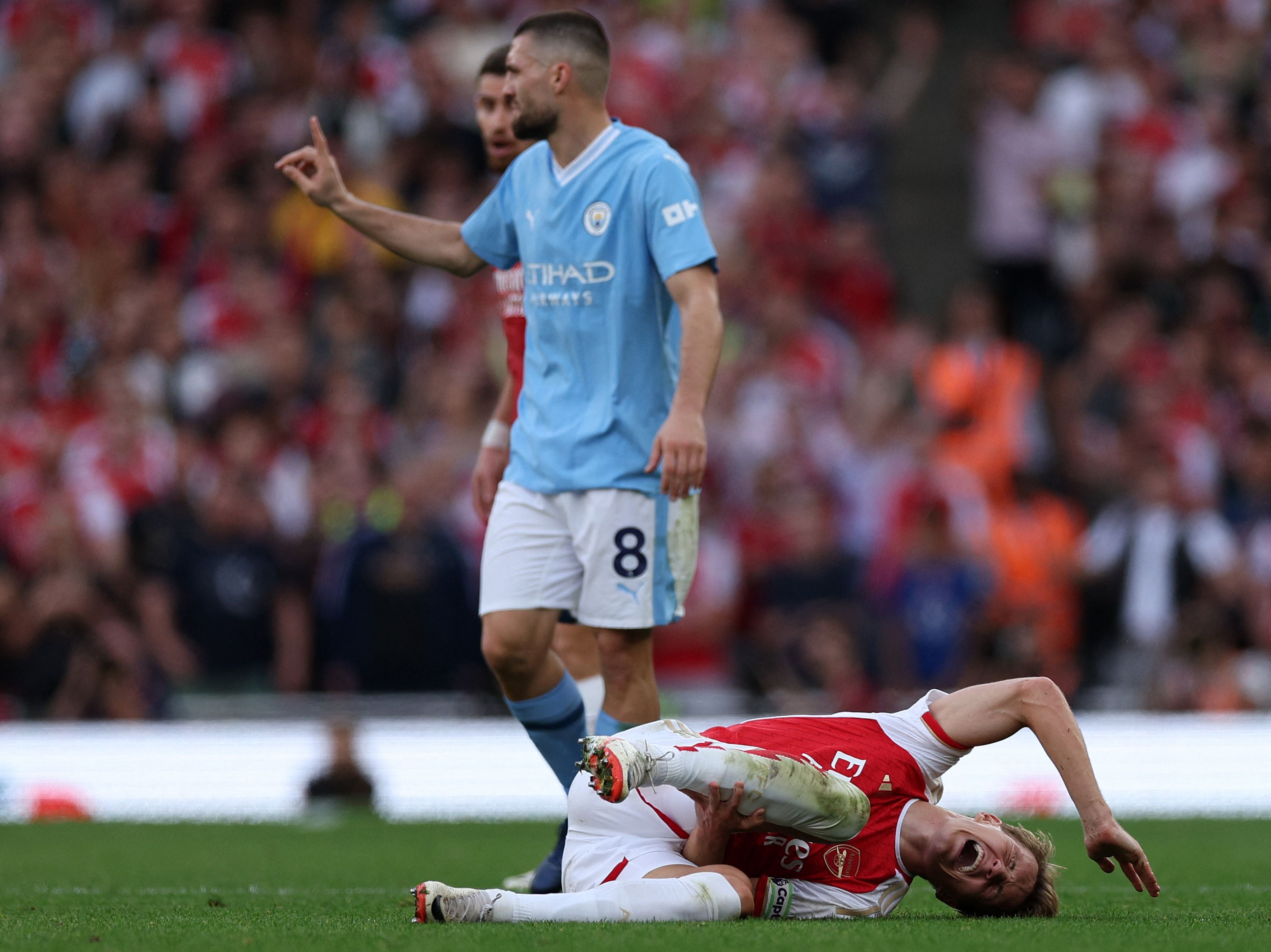 Mateo Kovacic was lucky to avoid a red card after challenges on Martin Odegaard and Declan Rice