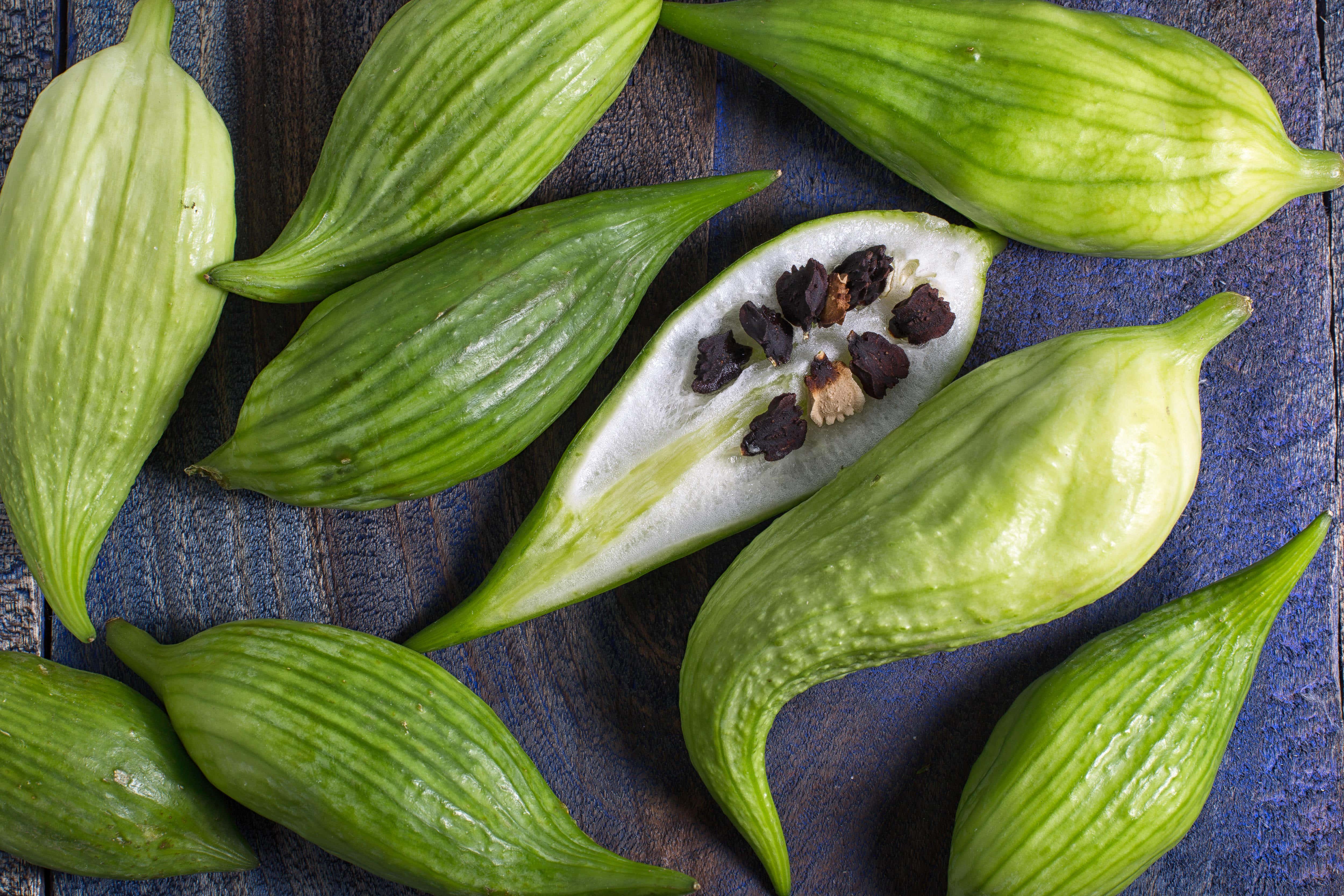 Fresh achocha – eat raw or in a stir-fry when young (Alamy/PA)