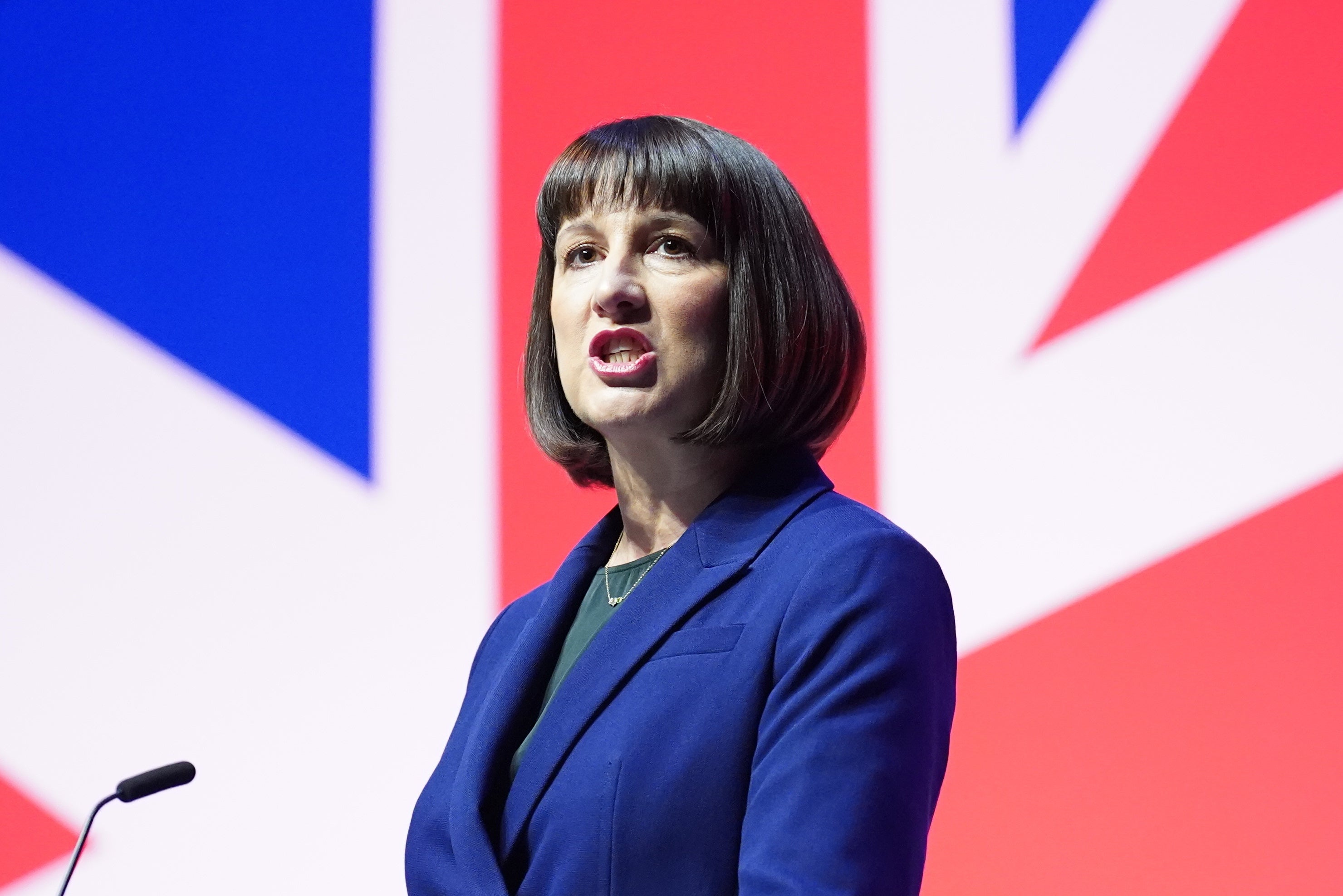 Shadow chancellor Rachel Reeves making her keynote speech during the Labour Party Conference