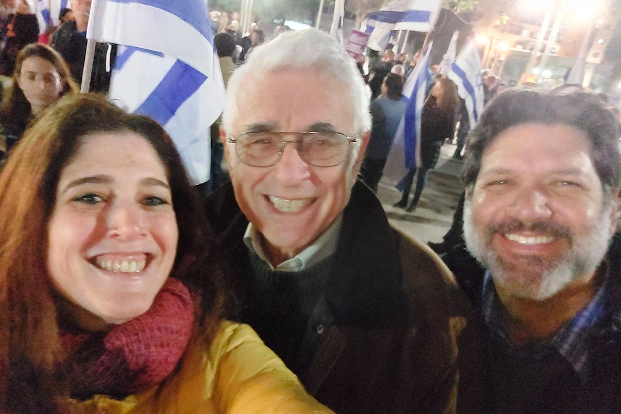 Brandeis University professor Ilan Troen (centre), with daughter Deborah Shahar Troen Matias and her husband, Shlomi Matias