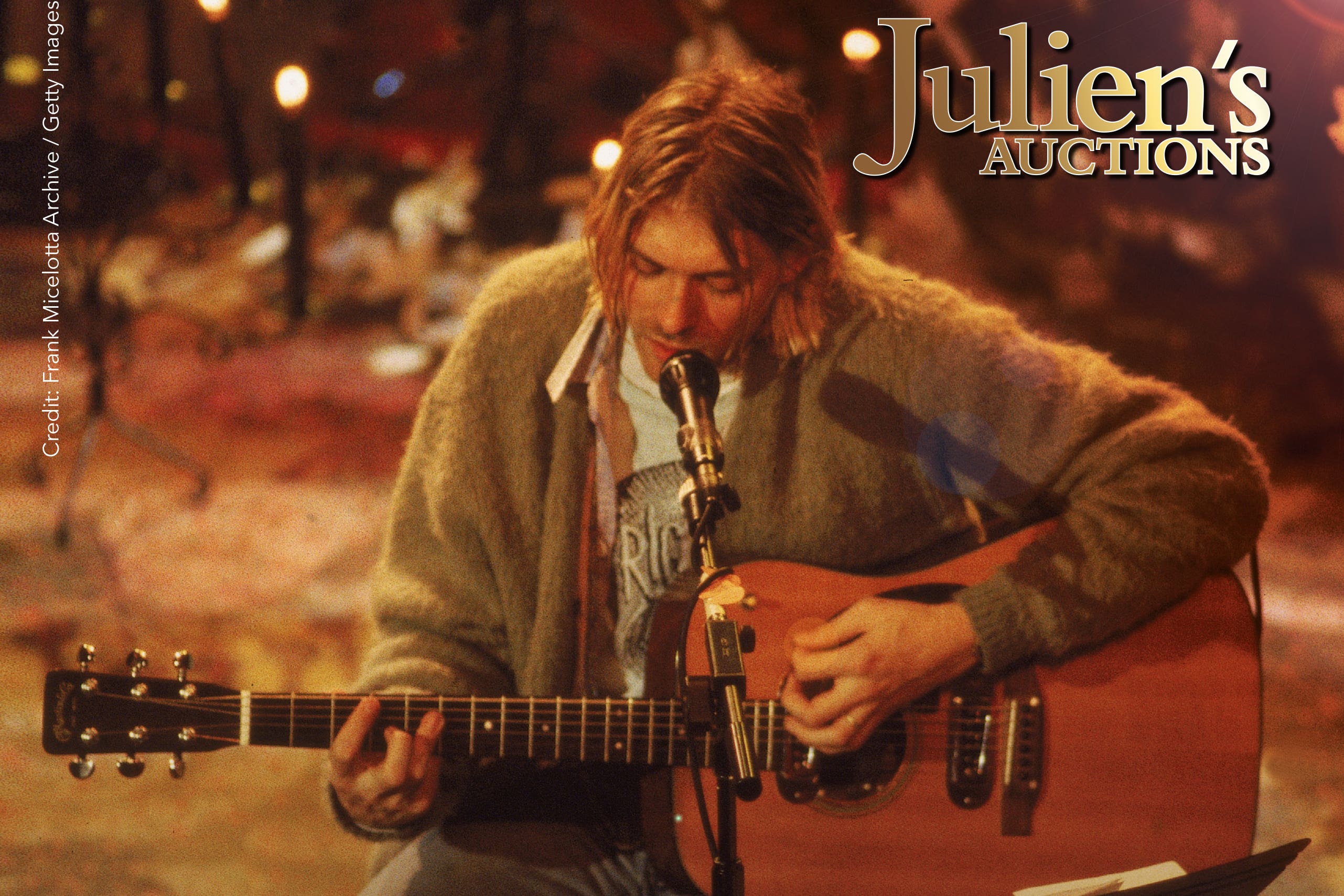 The guitar used by Nirvana frontman Kurt Cobain during the band’s famous MTV Unplugged in New York concert is going under the hammer (Julien’s Auctions/PA)