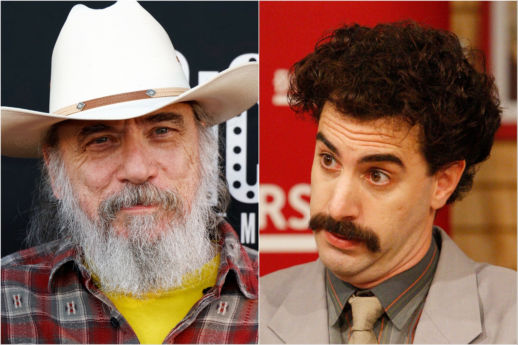 Larry Charles (left) and Sacha Baron Cohen as Borat