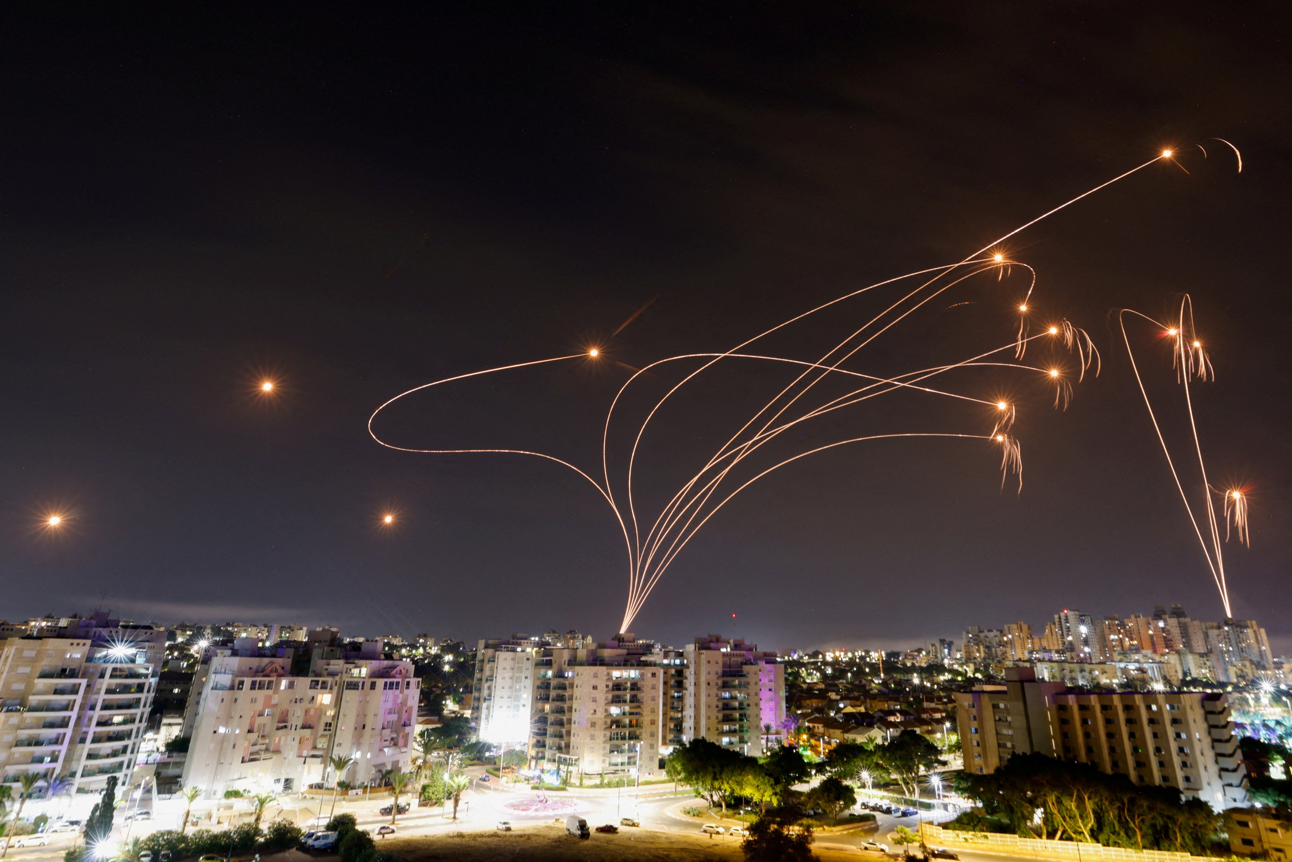 Israel's Iron Dome anti-missile system intercepts rockets launched from the Gaza Strip