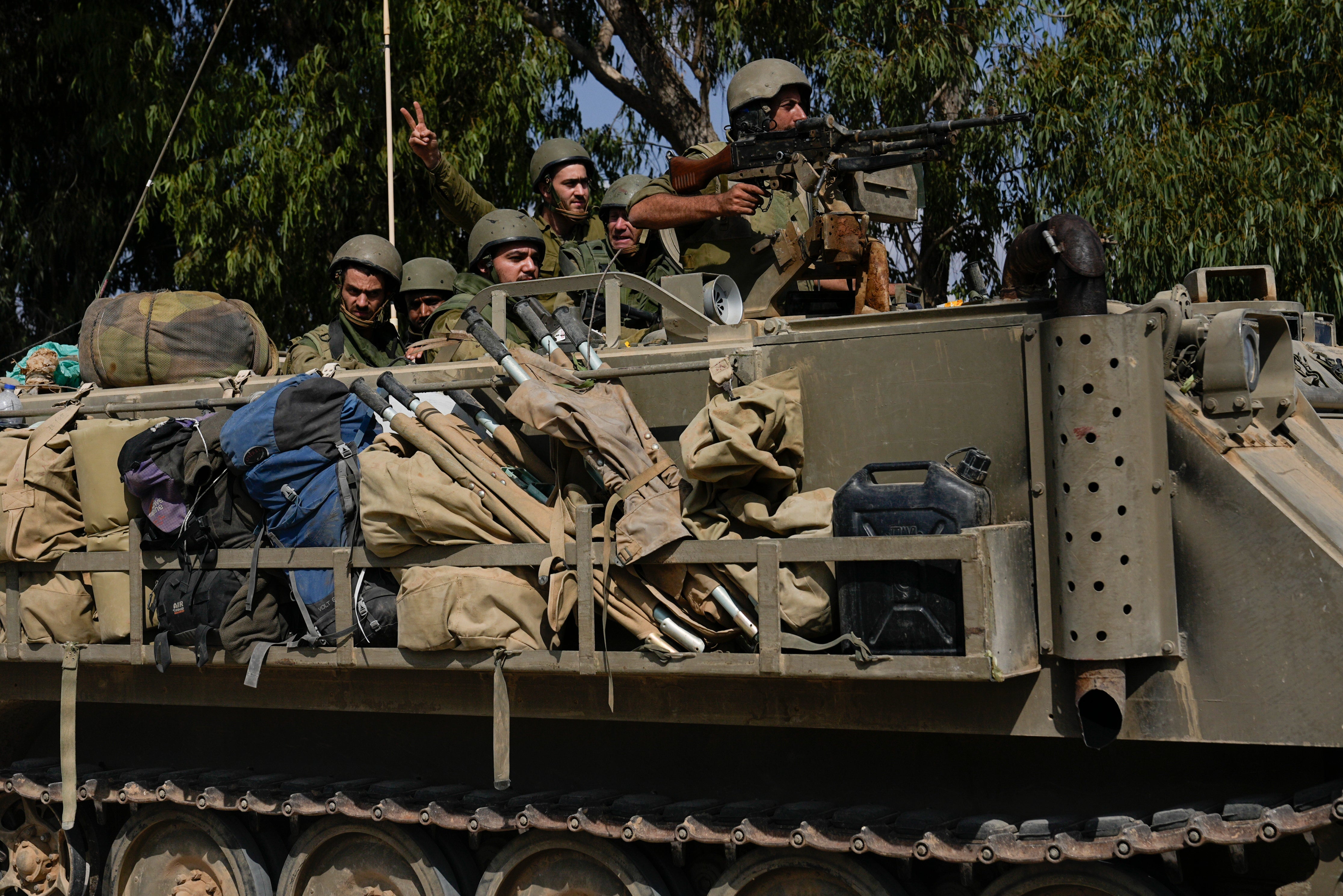 Israeli soldiers near the border with Gaza
