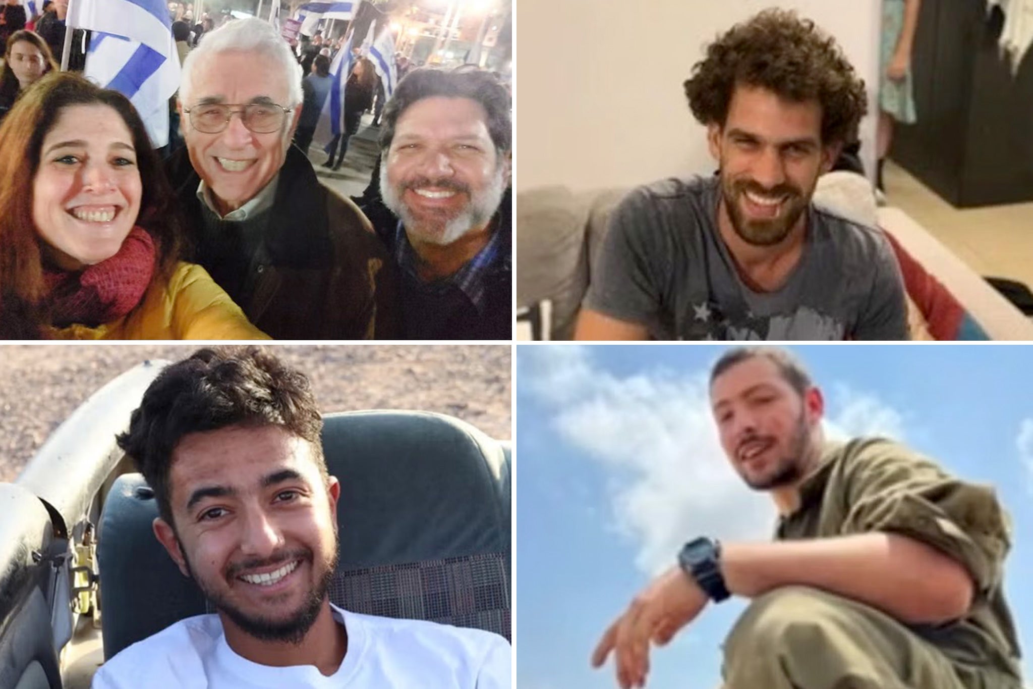 Deborah Shahar Troen Matias, Ilan Troen and and Shlomi Matias (top left), Hayim Katsman (top right), Hersh Golberg-Polin (bottom left) and Itay Chen (bottom right)