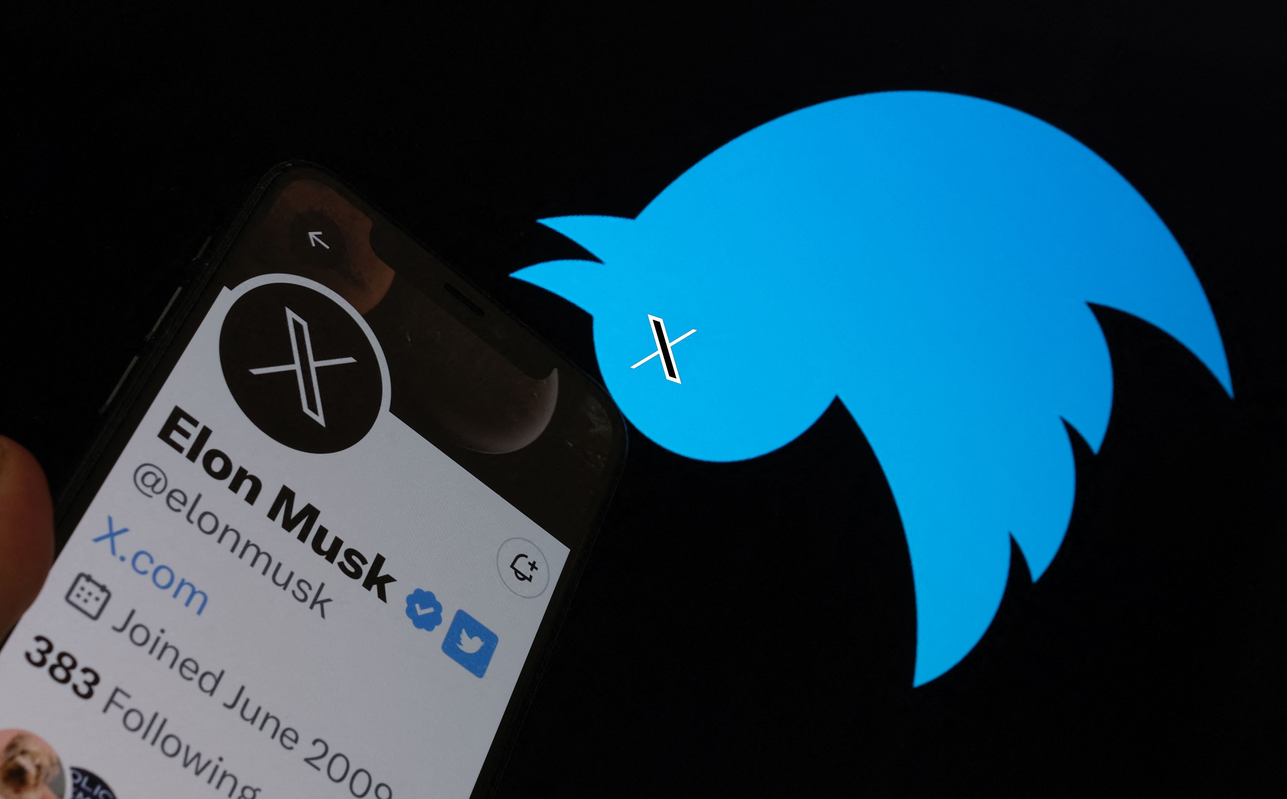 Musk removed Twitter’s distinctive blue bird logo when he rebranded the platform as X