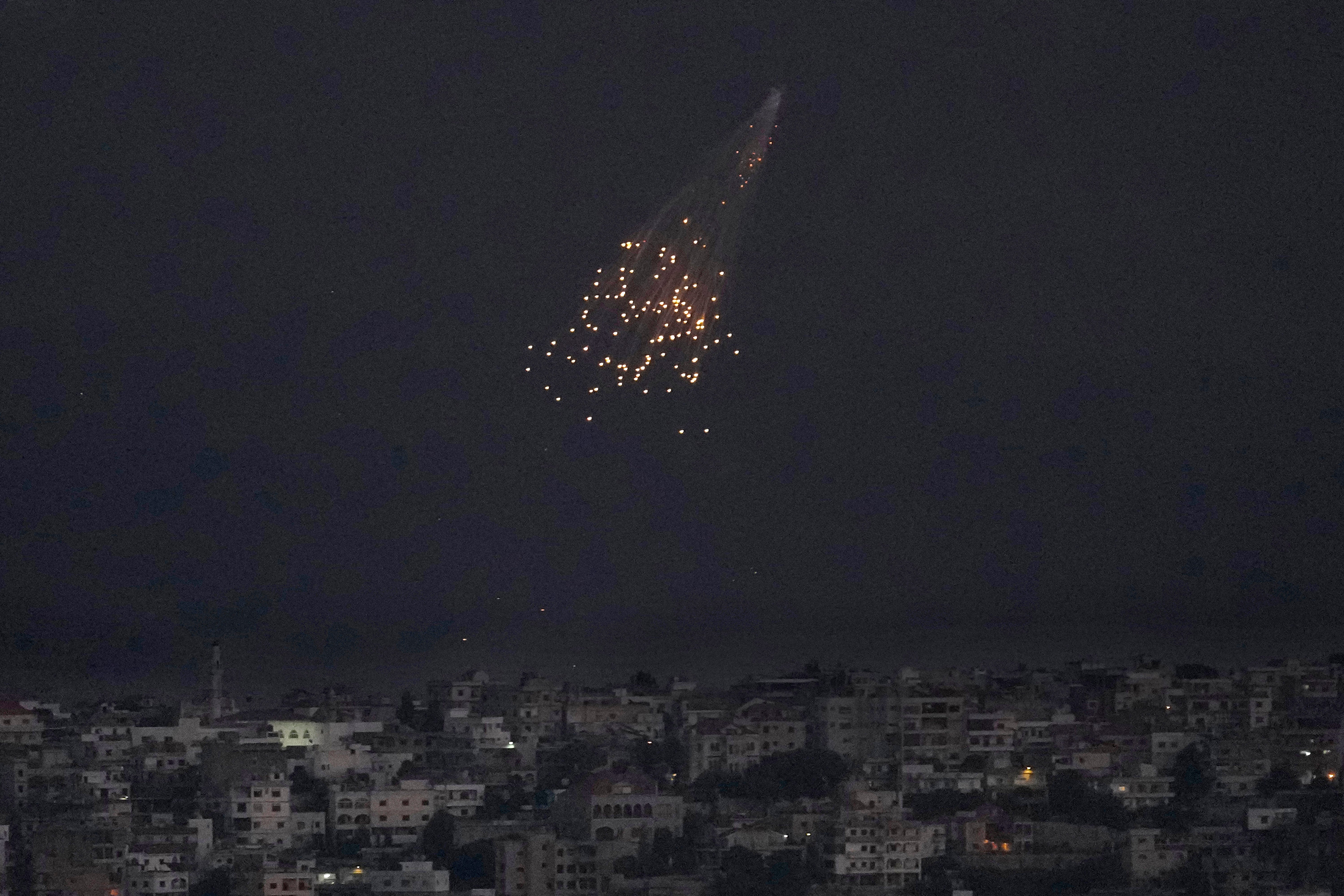 A shell from Israeli artillery explodes in the Shebaa Farms territory, south Lebanon