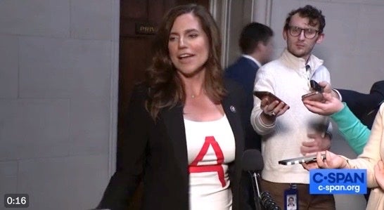 After she voted to boot Kevin McCarthy as speaker, Mace famously sported a ‘Scarlet Letter A’ to the House speaker forum.