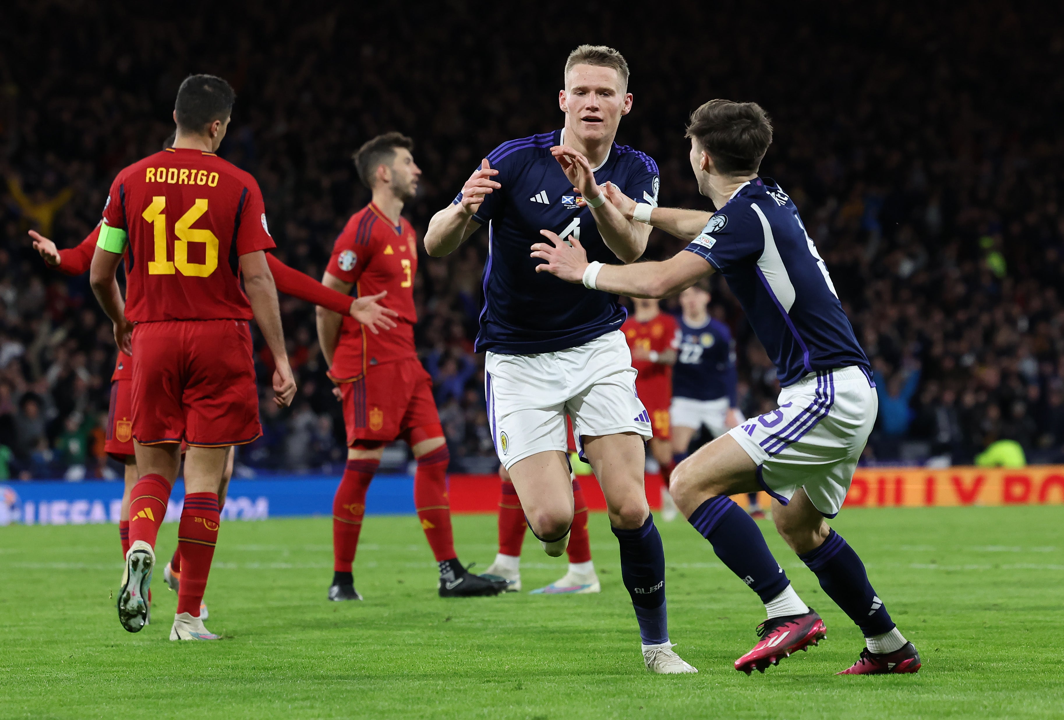 Scott McTominay scored a famous double as Scotland beat Spain at Hampden