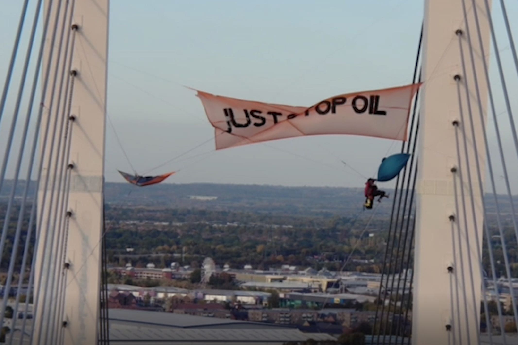 Just Stop Oil protesters at the Dartford Crossing (Essex Police/PA)