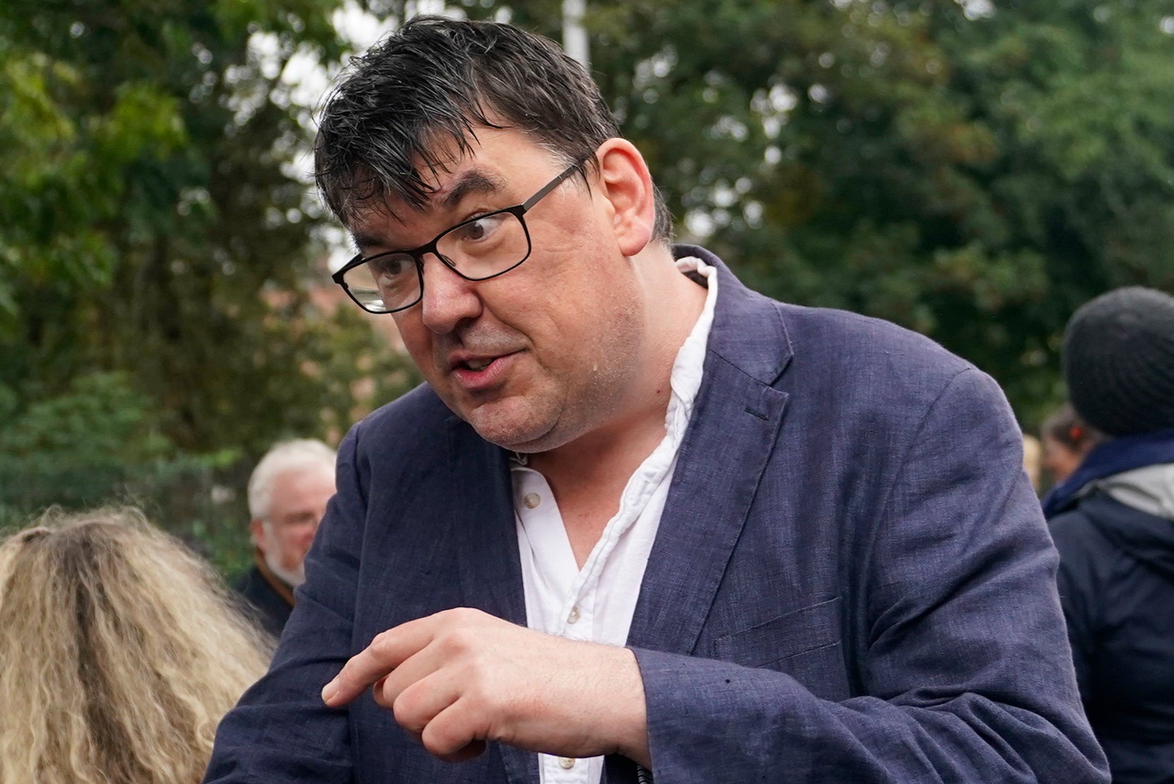 Graham Linehan photographed at the Let Women Speak rally