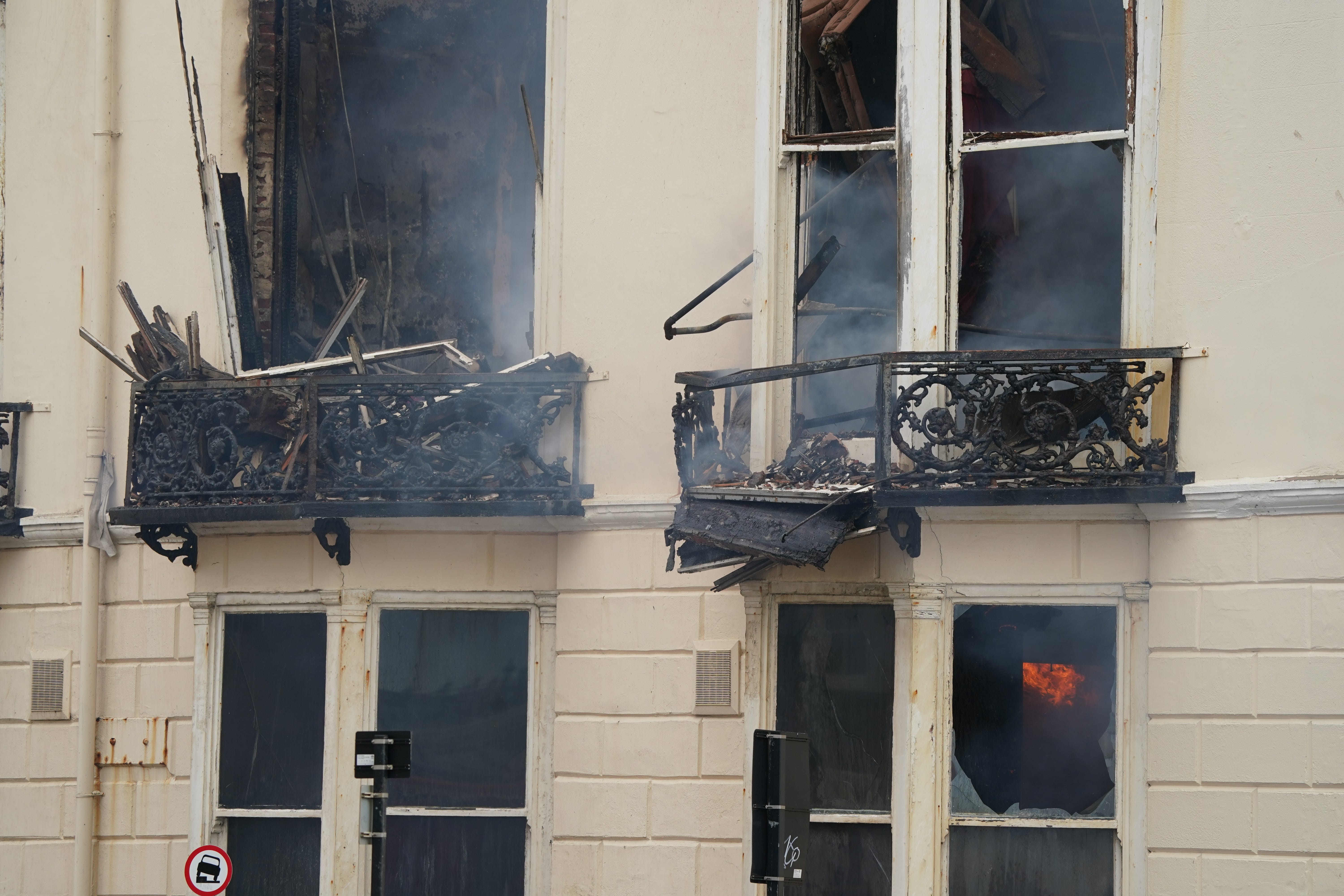 The scene in Brighton after a fire at the Royal Albion Hotel. Picture date: Sunday July 16, 2023.