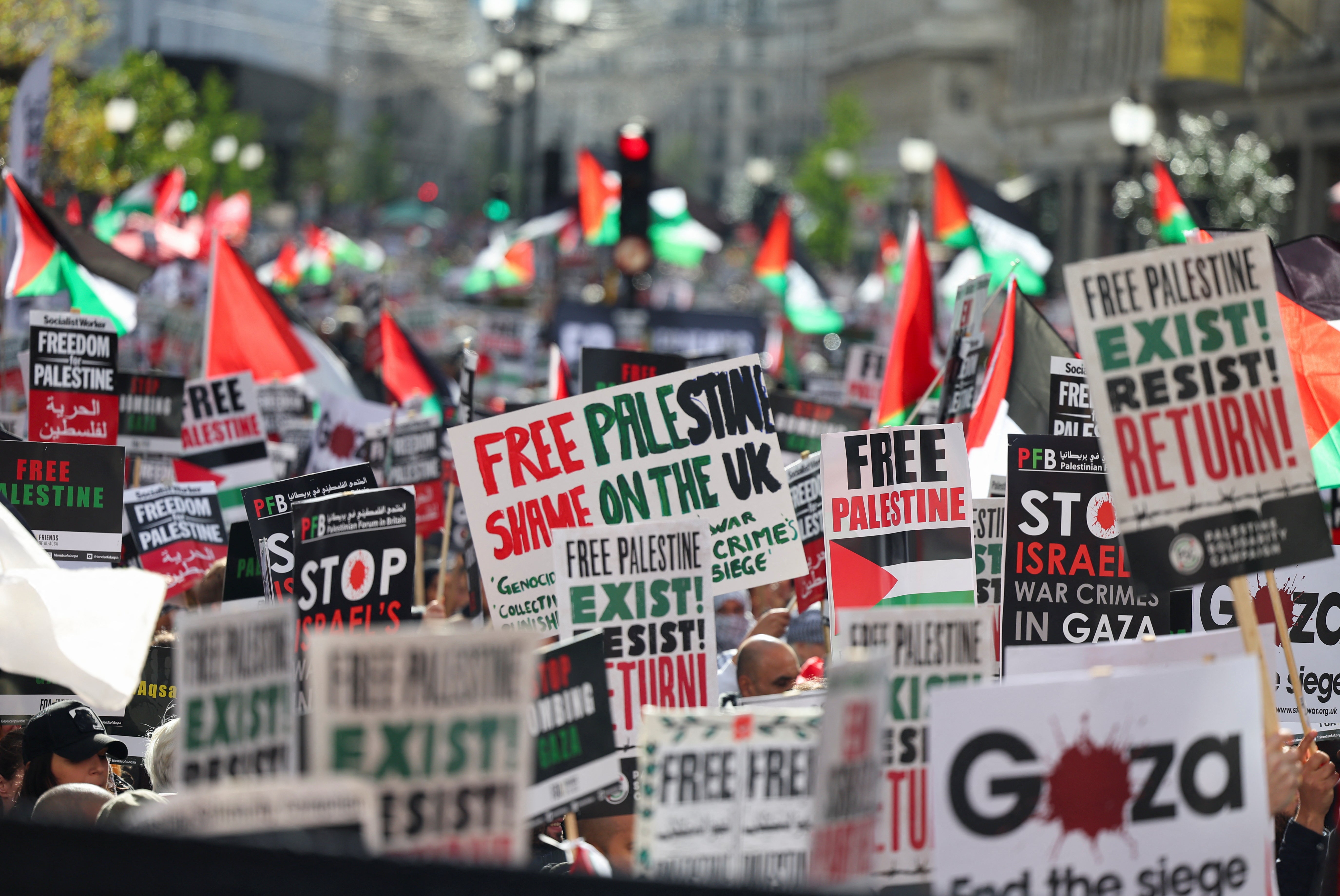 The march proceeded to Downing Street, with chants of “Rishi Sunak, shame on you”