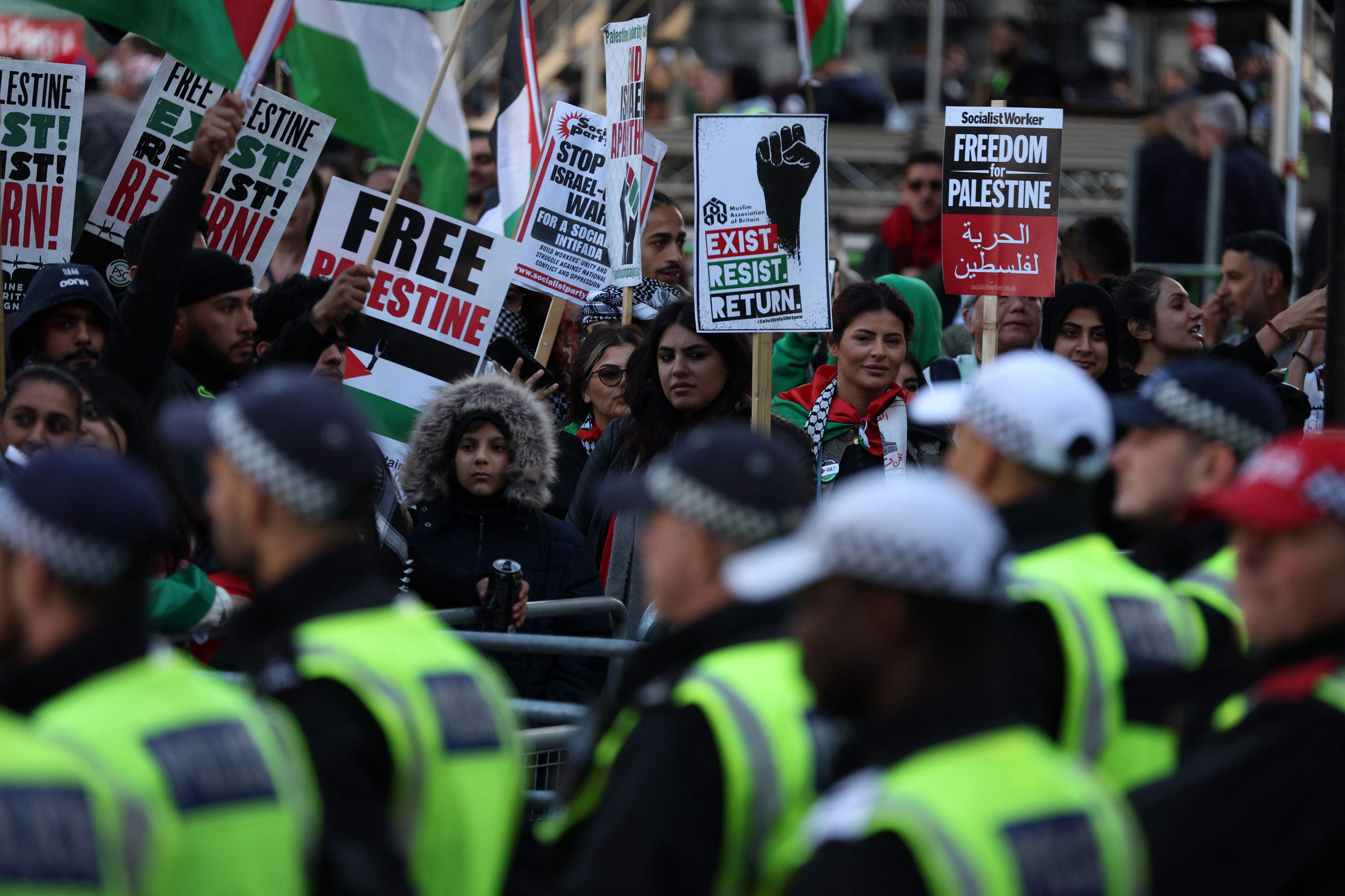 Protesters in central London