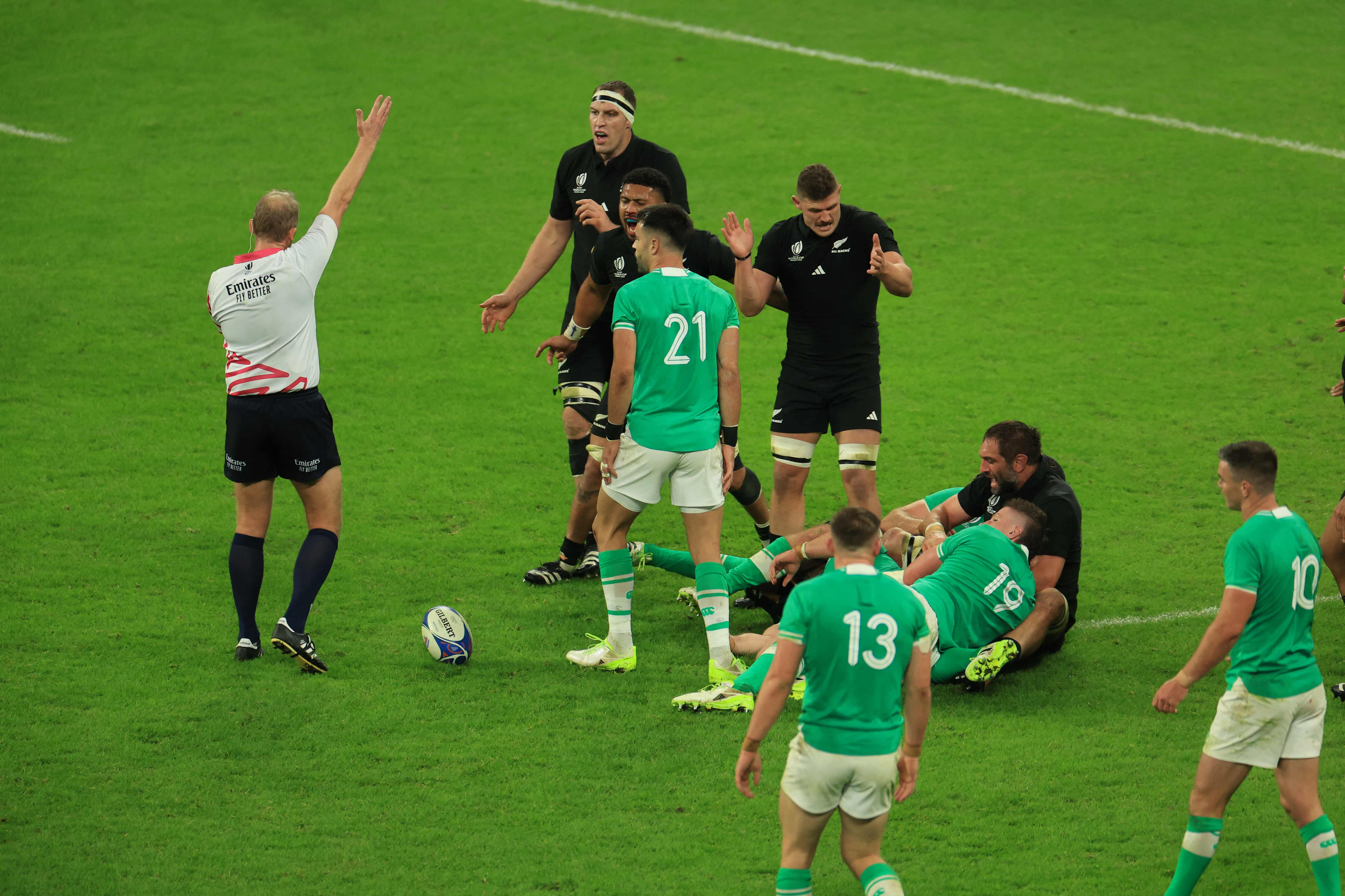 The referee blows the full-time whistle